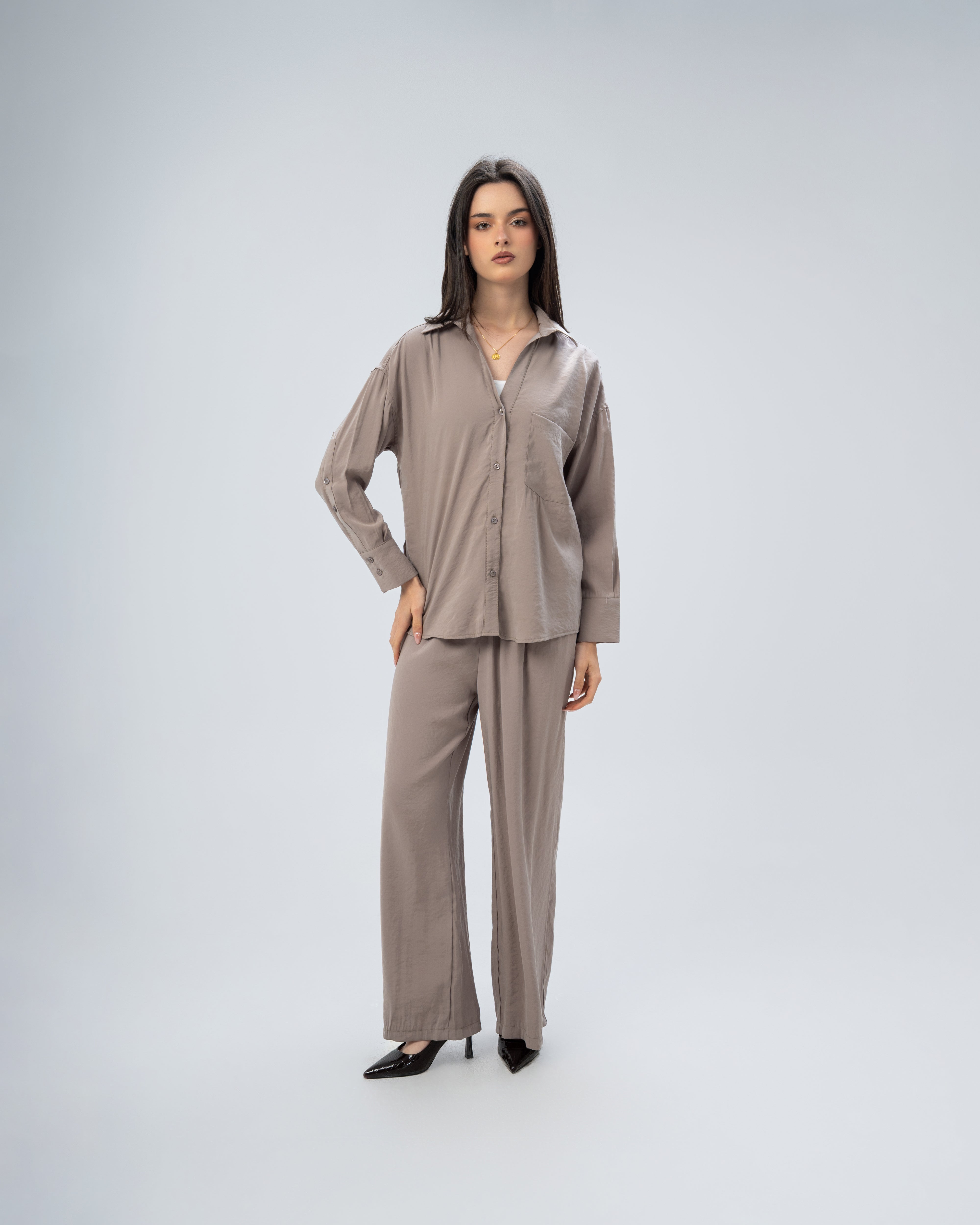 Plain satin shirt