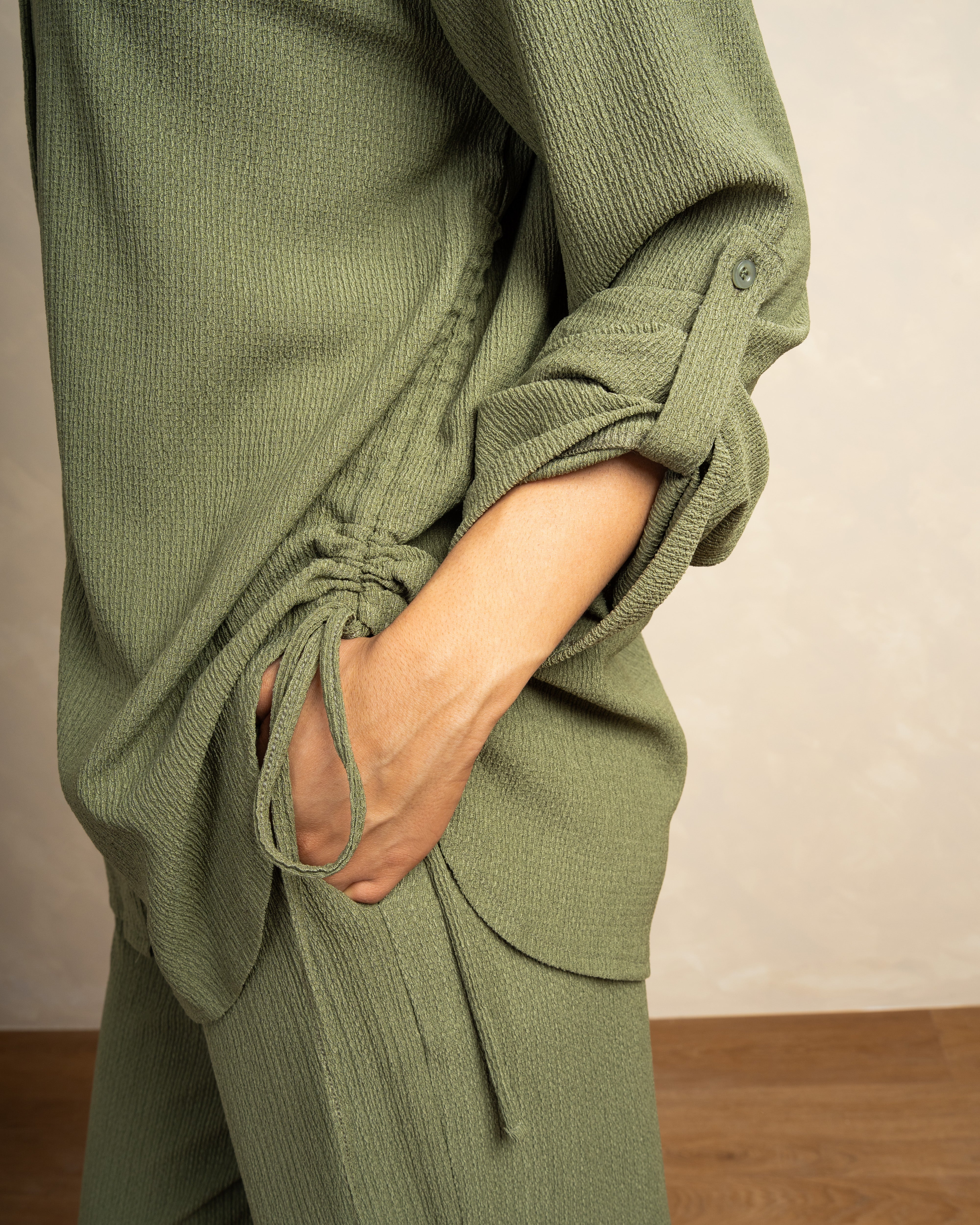 Long Shirt With Side Elastic Tie