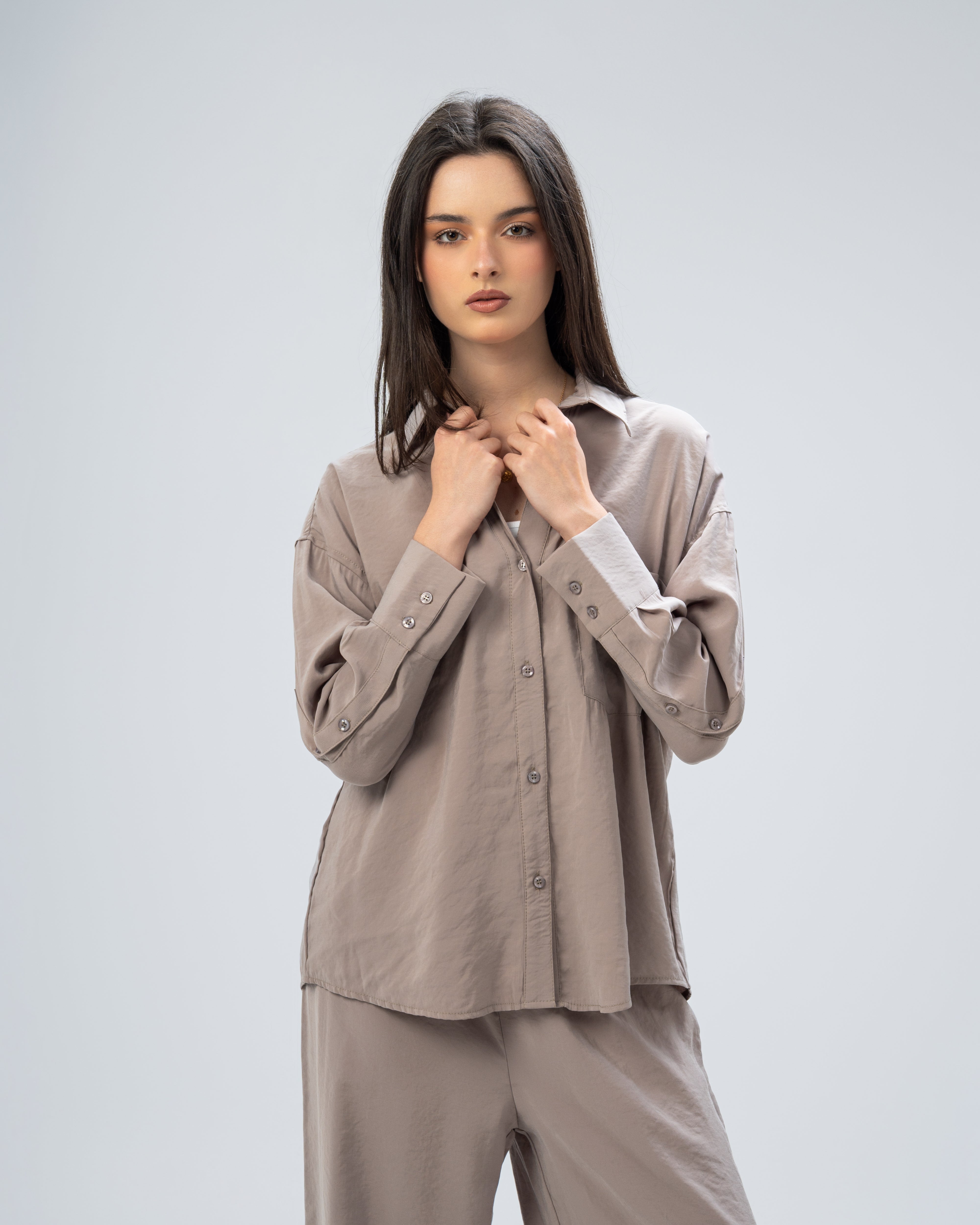 Plain satin shirt