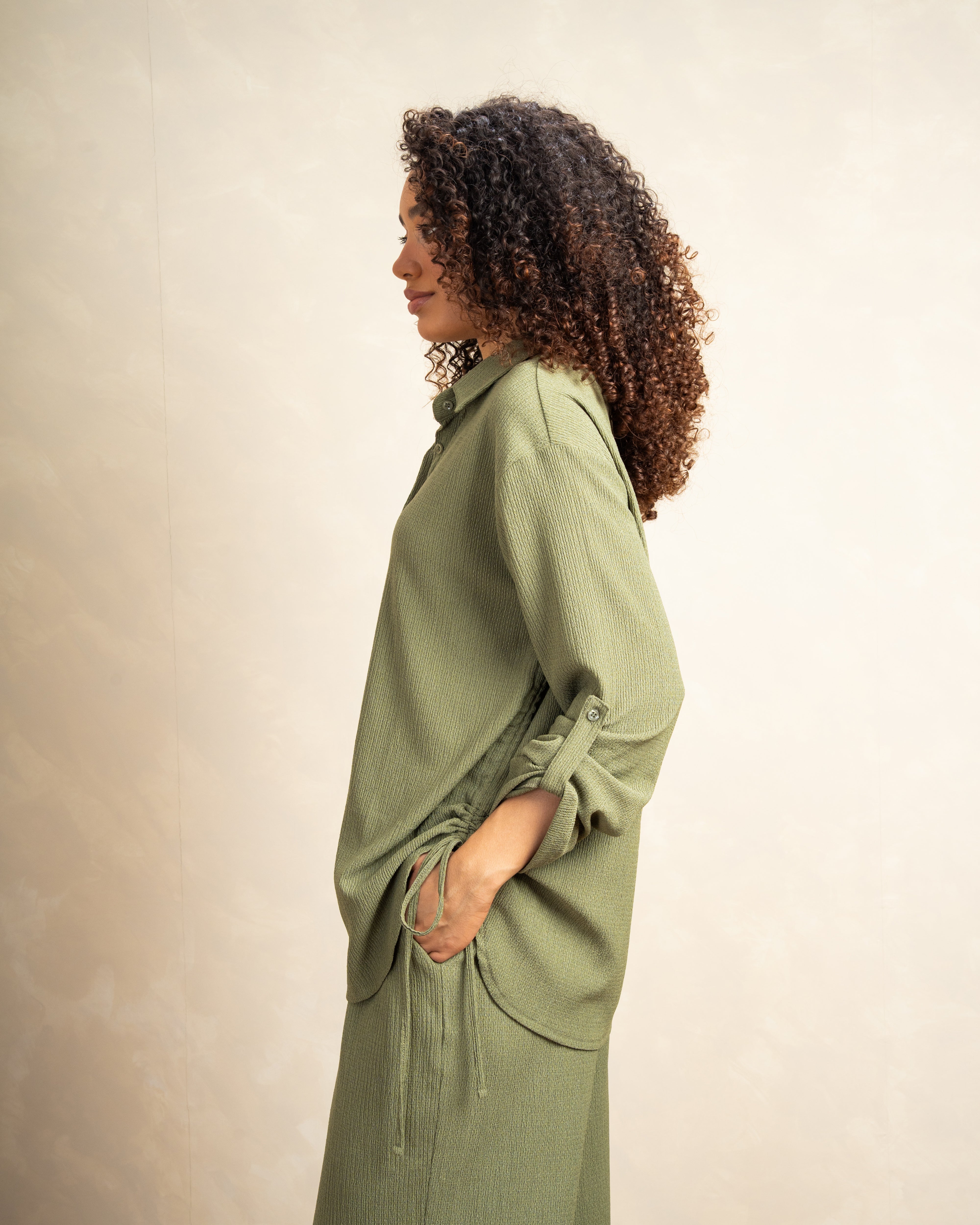 Long Shirt With Side Elastic Tie