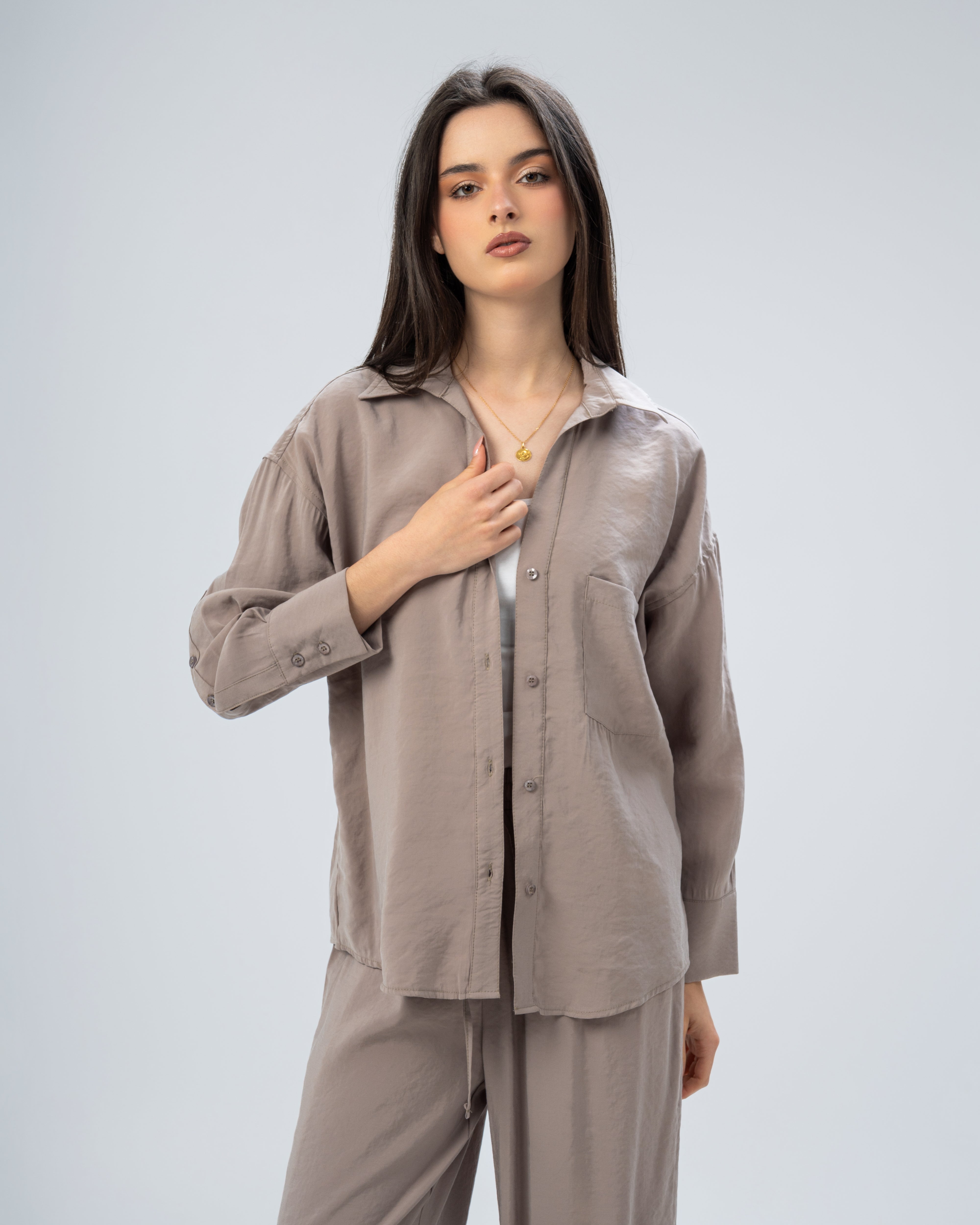 Plain satin shirt