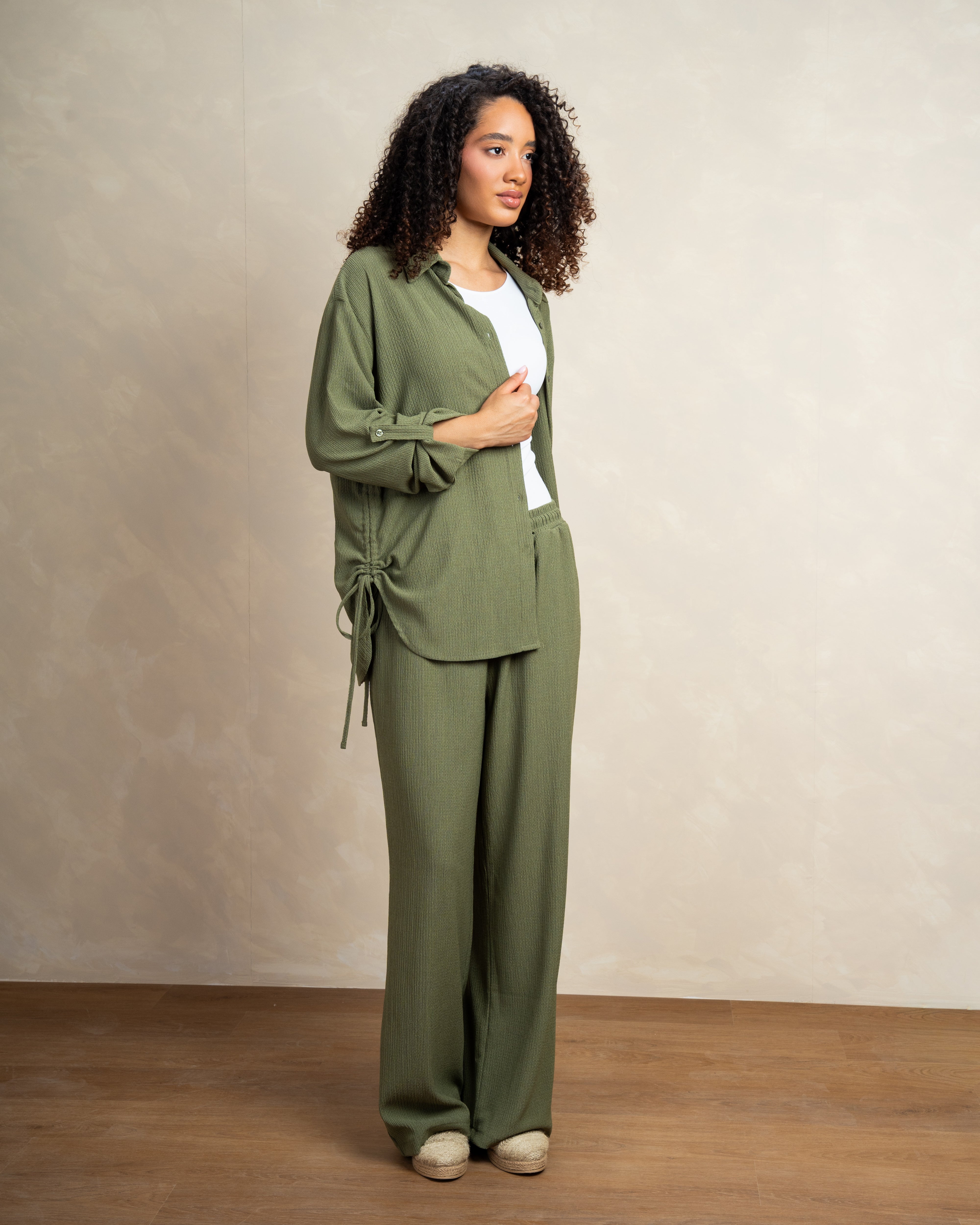 Long Shirt With Side Elastic Tie