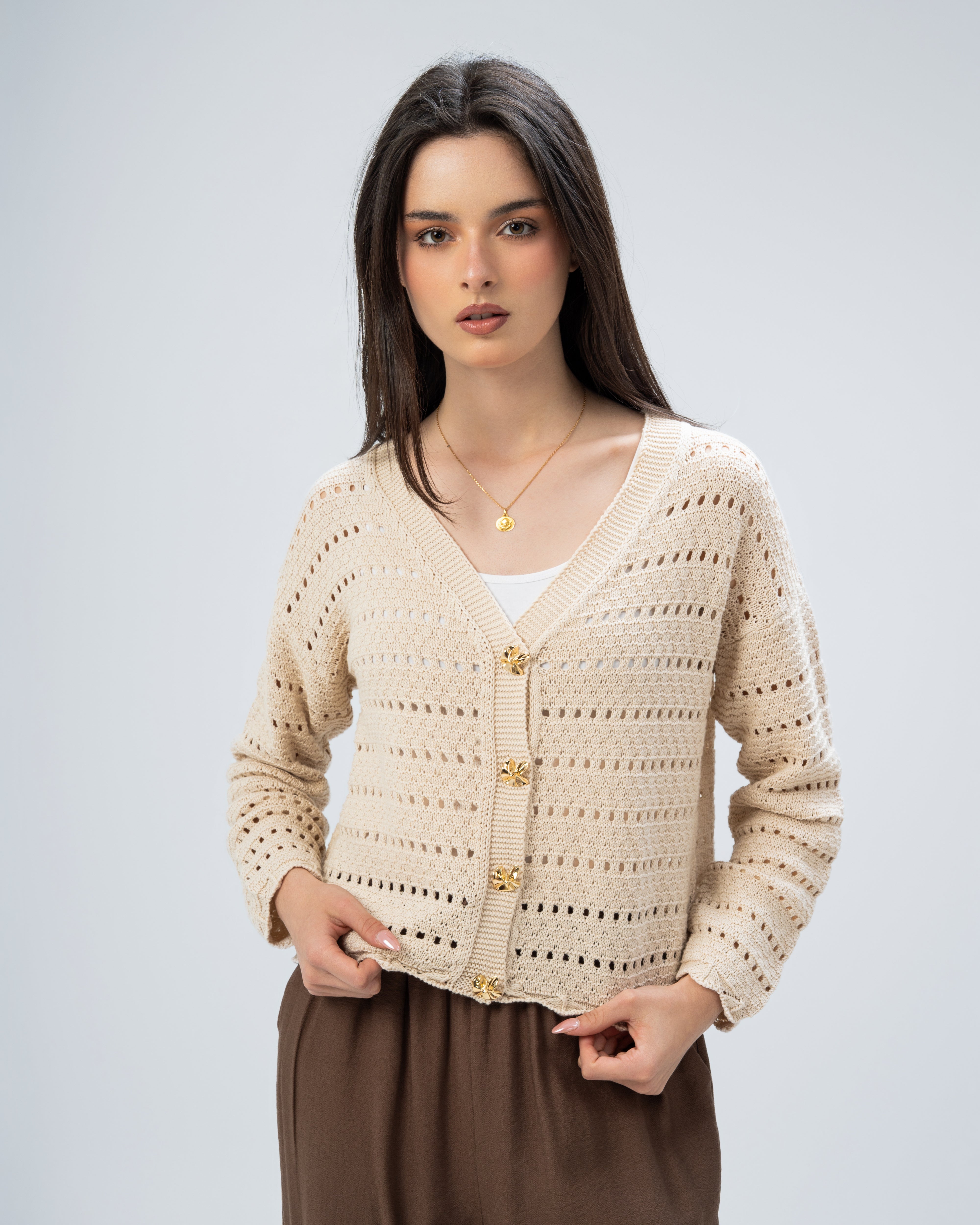 knitted Jacket with buttons.