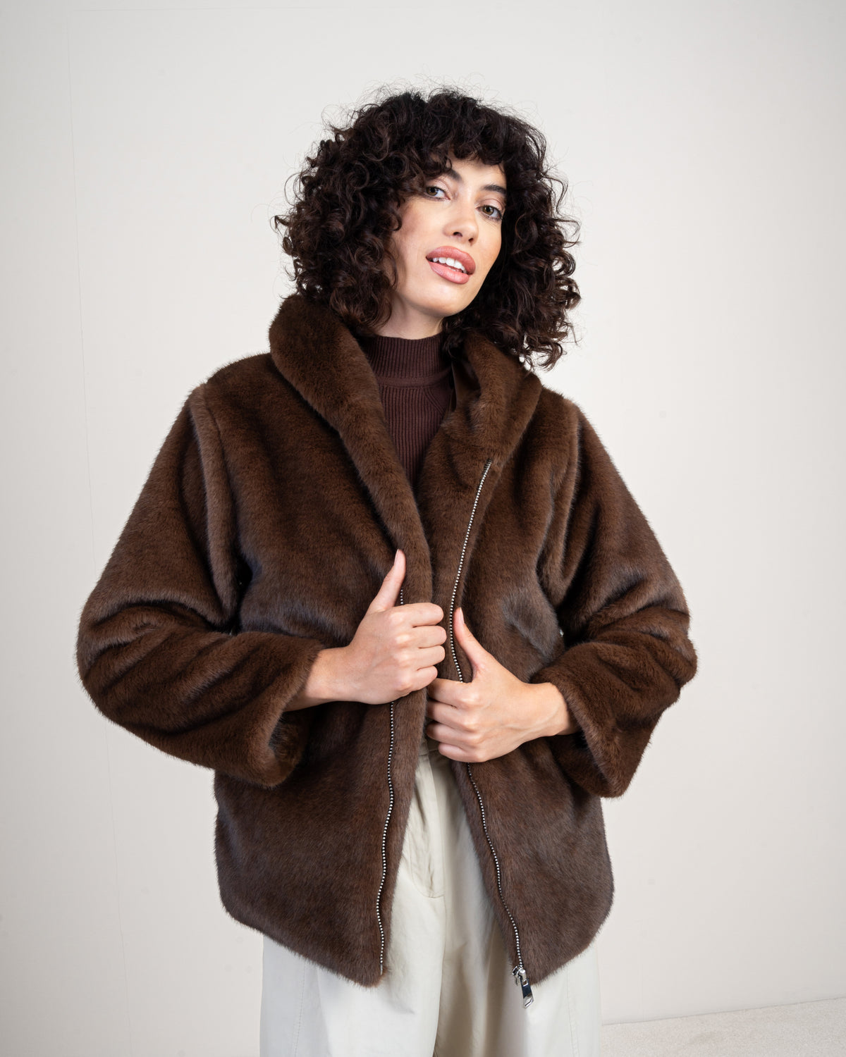 fur jacket with hood