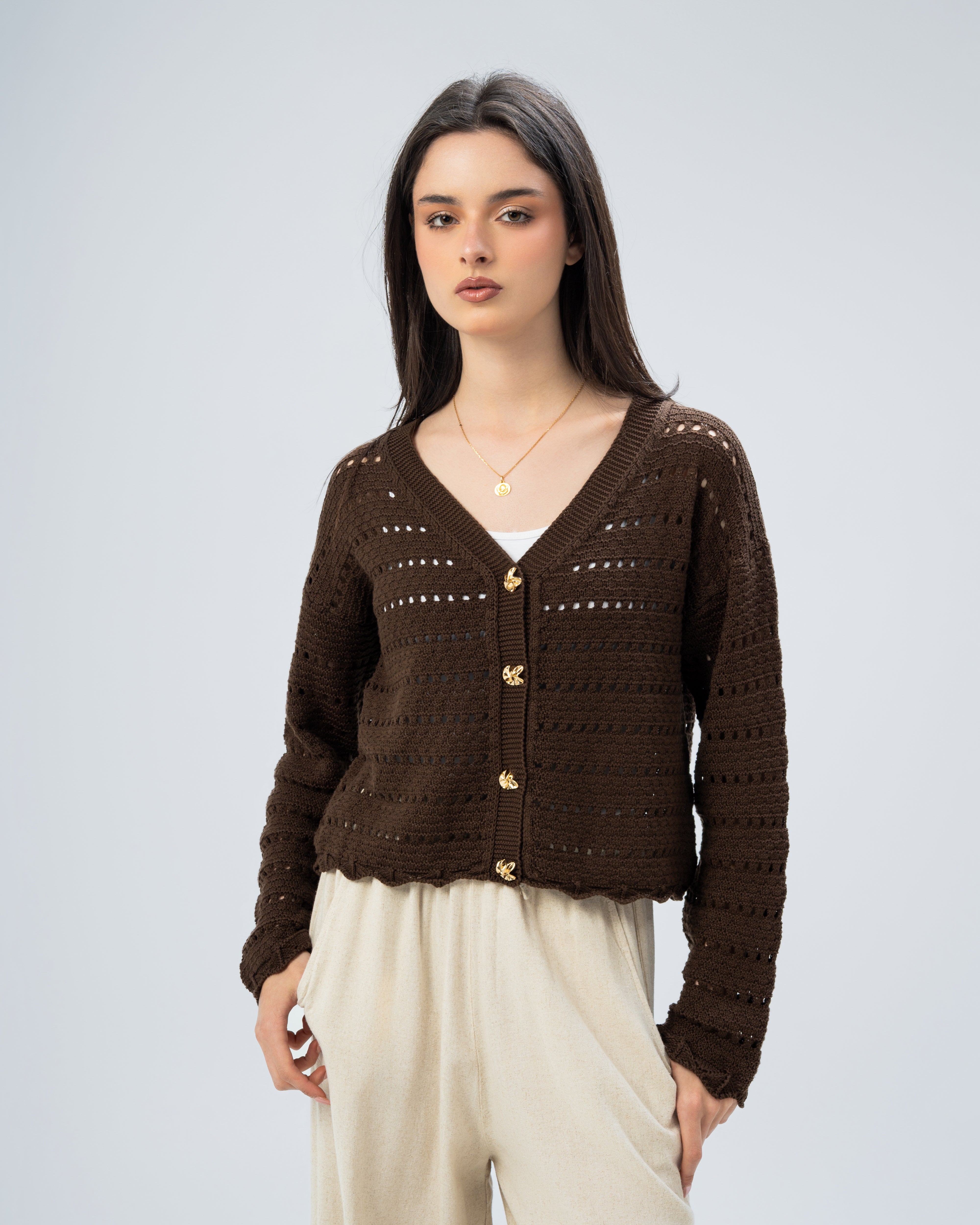 knitted Jacket with buttons.