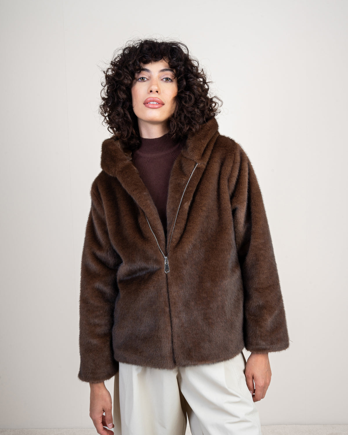 fur jacket with hood