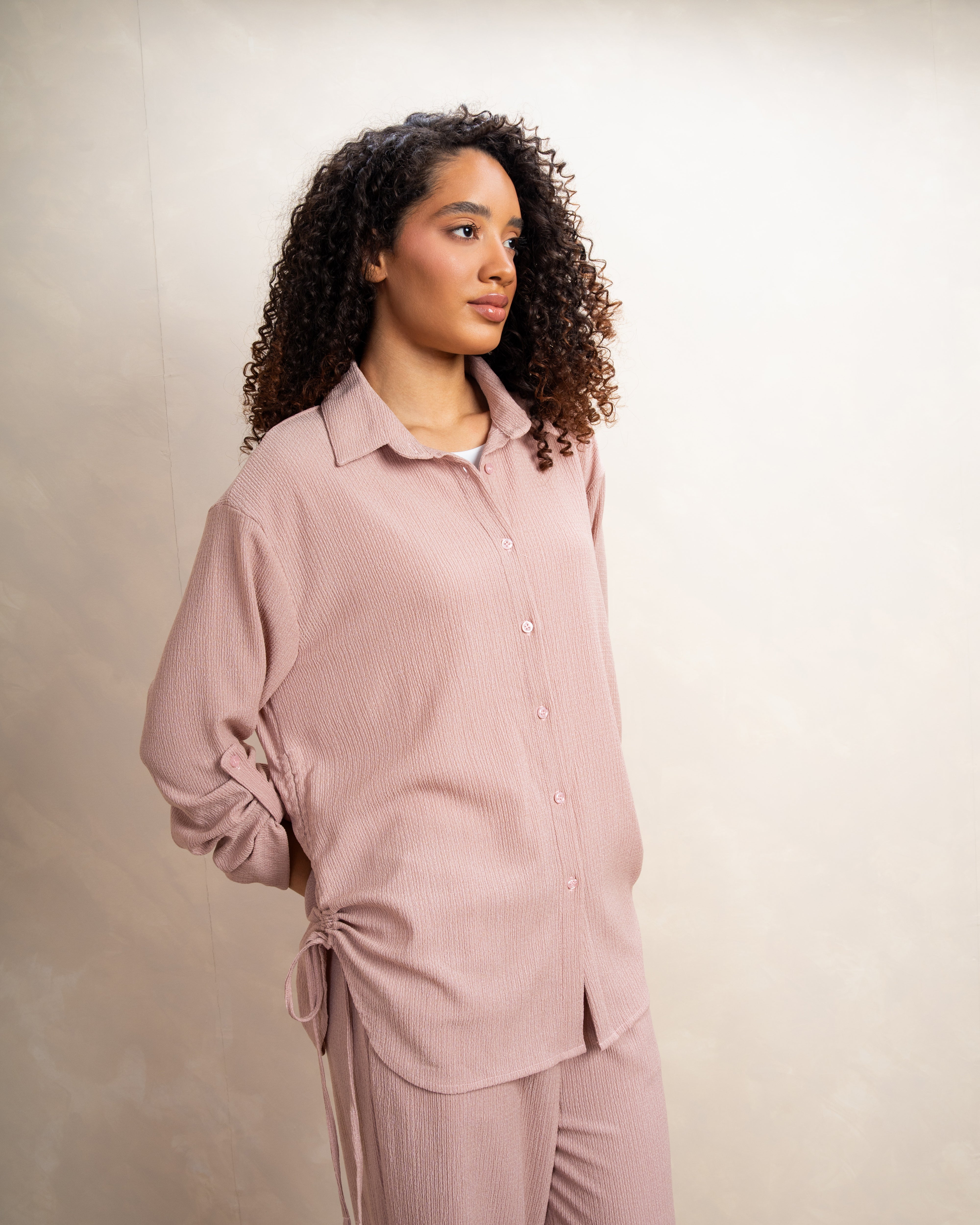 Long Shirt With Side Elastic Tie
