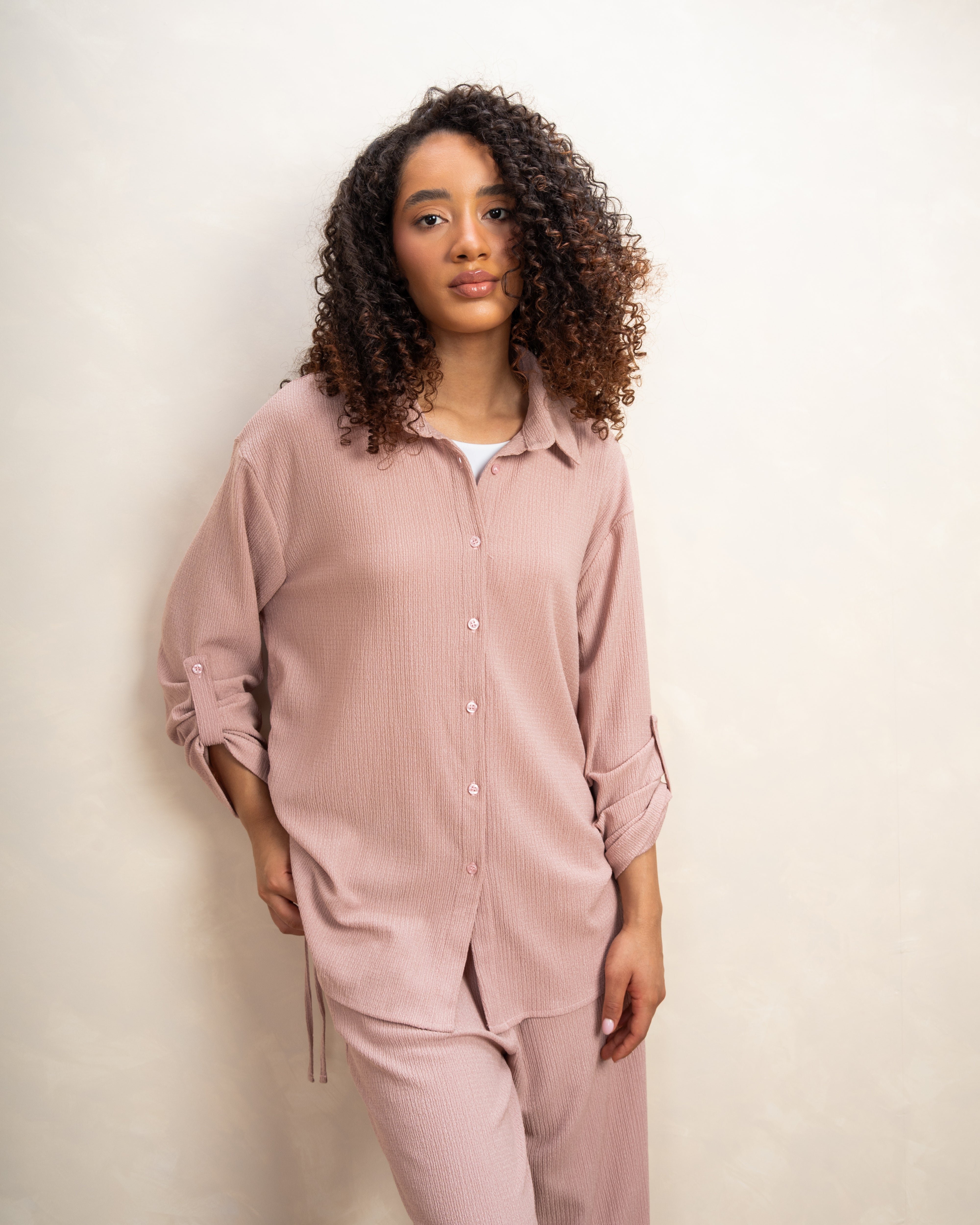 Long Shirt With Side Elastic Tie