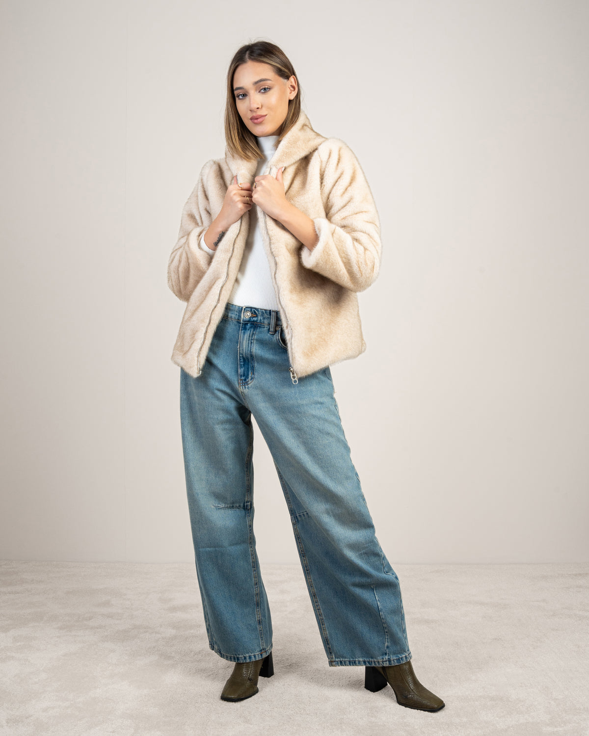 fur jacket with hood