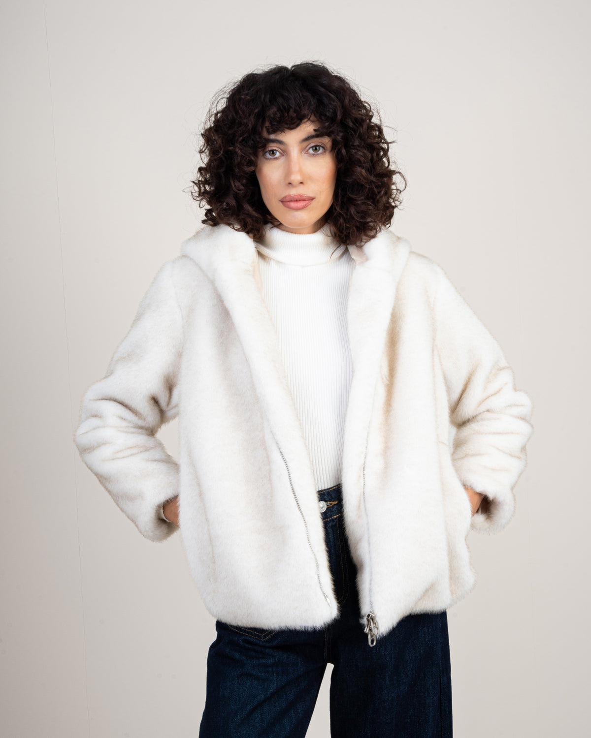 fur jacket with hood