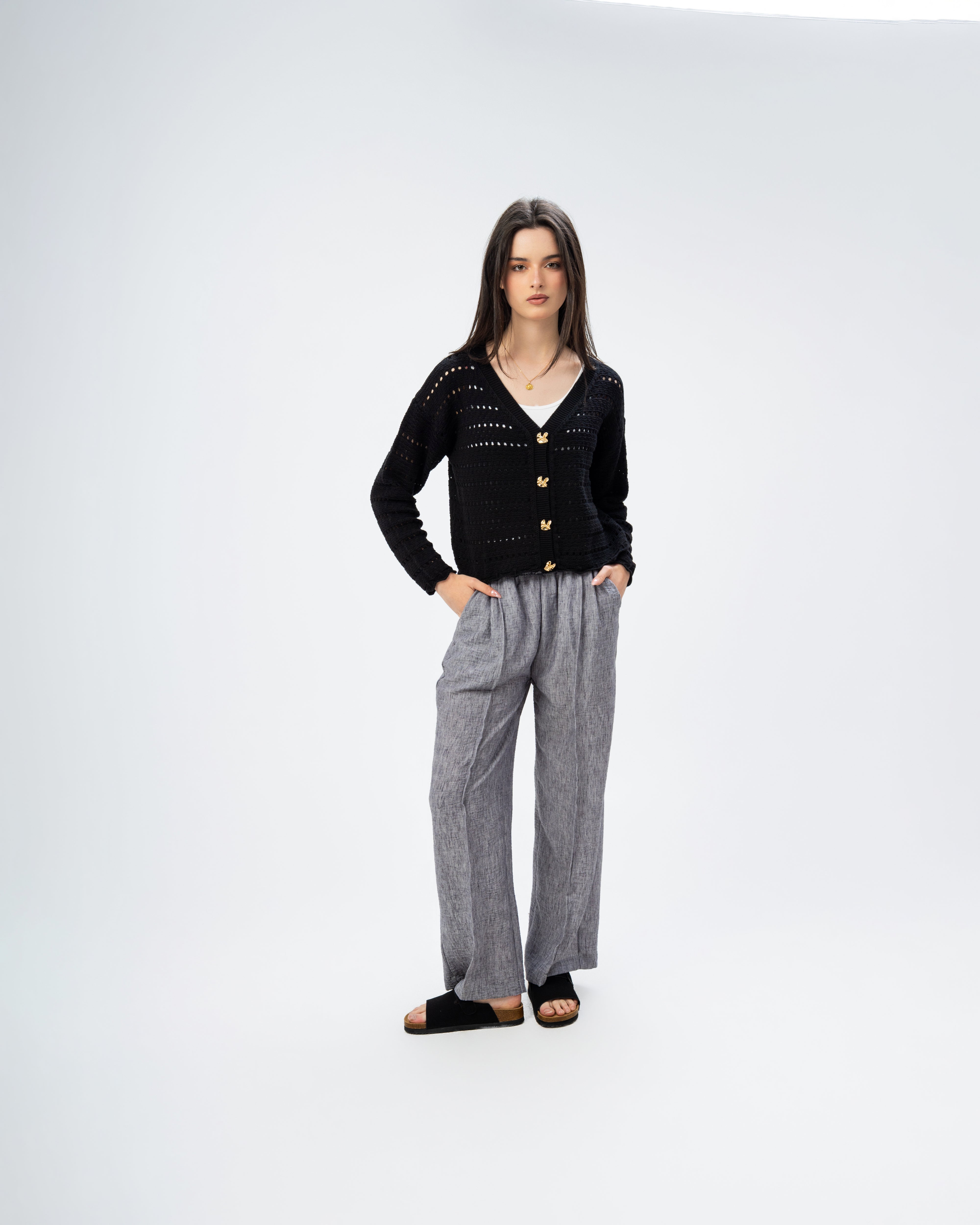 knitted Jacket with buttons.