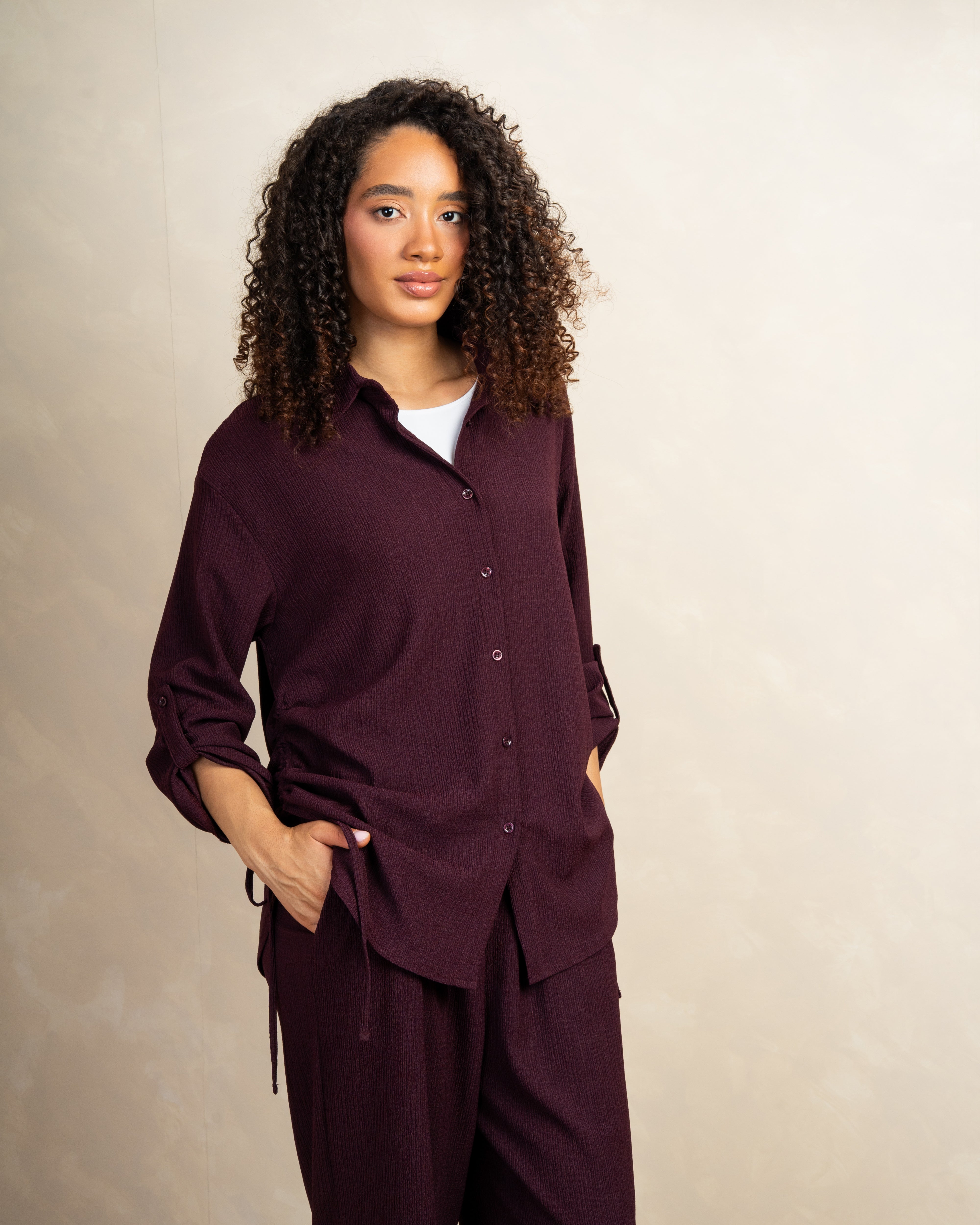 Long Shirt With Side Elastic Tie