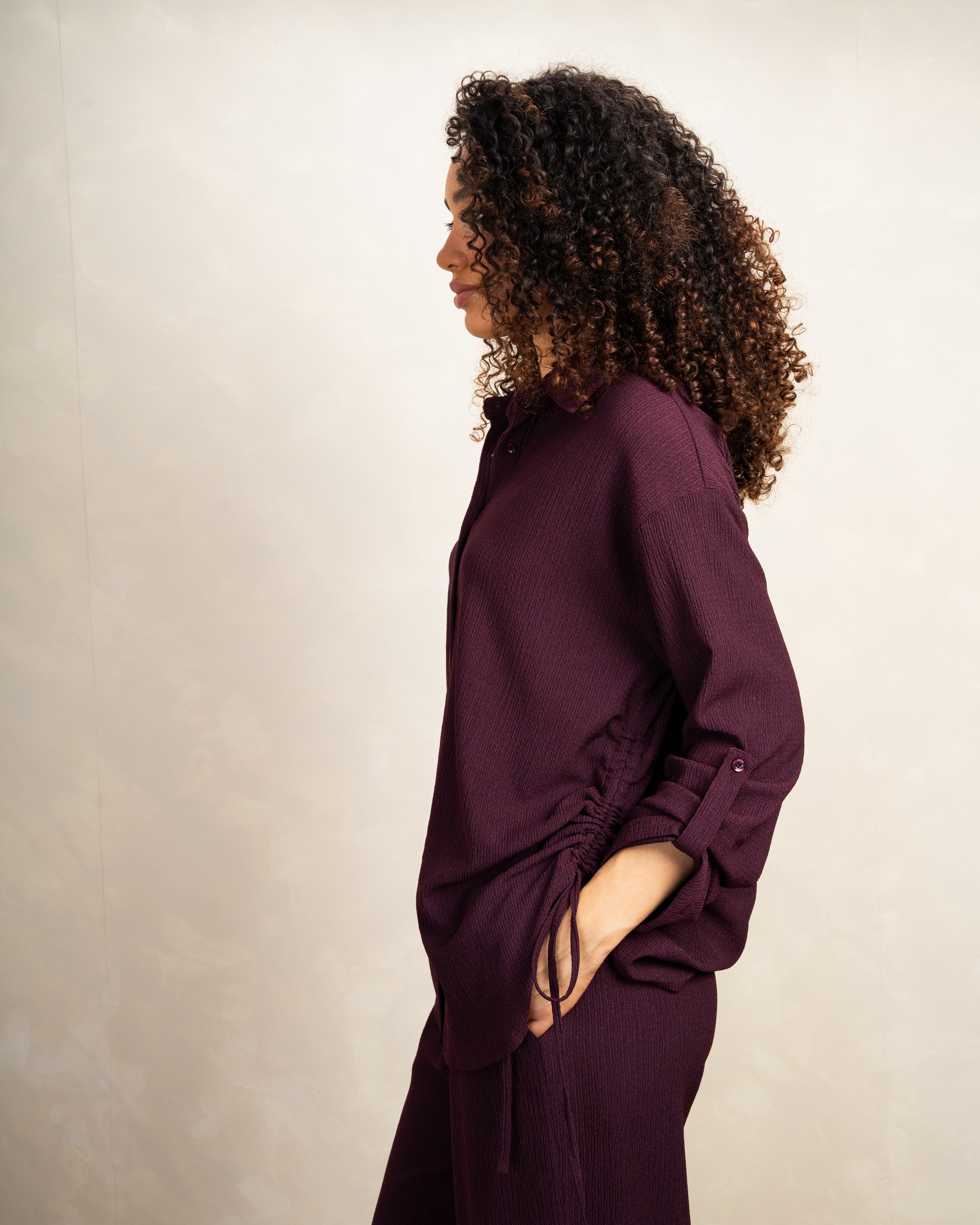 Long Shirt With Side Elastic Tie