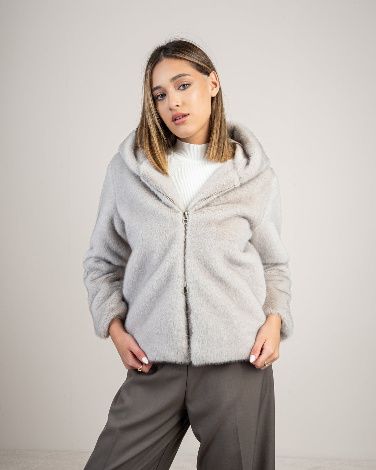 fur jacket with hood