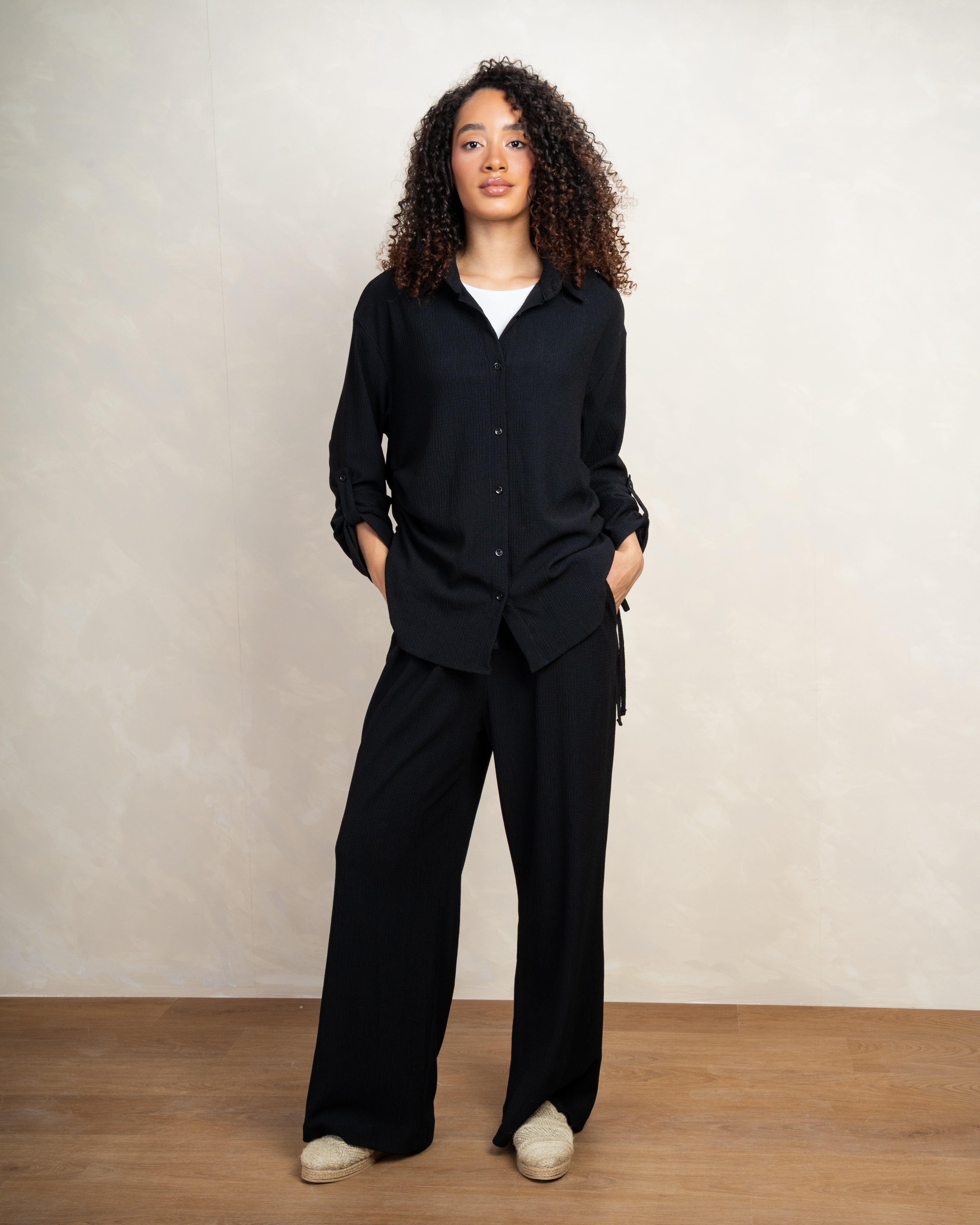 Long Shirt With Side Elastic Tie