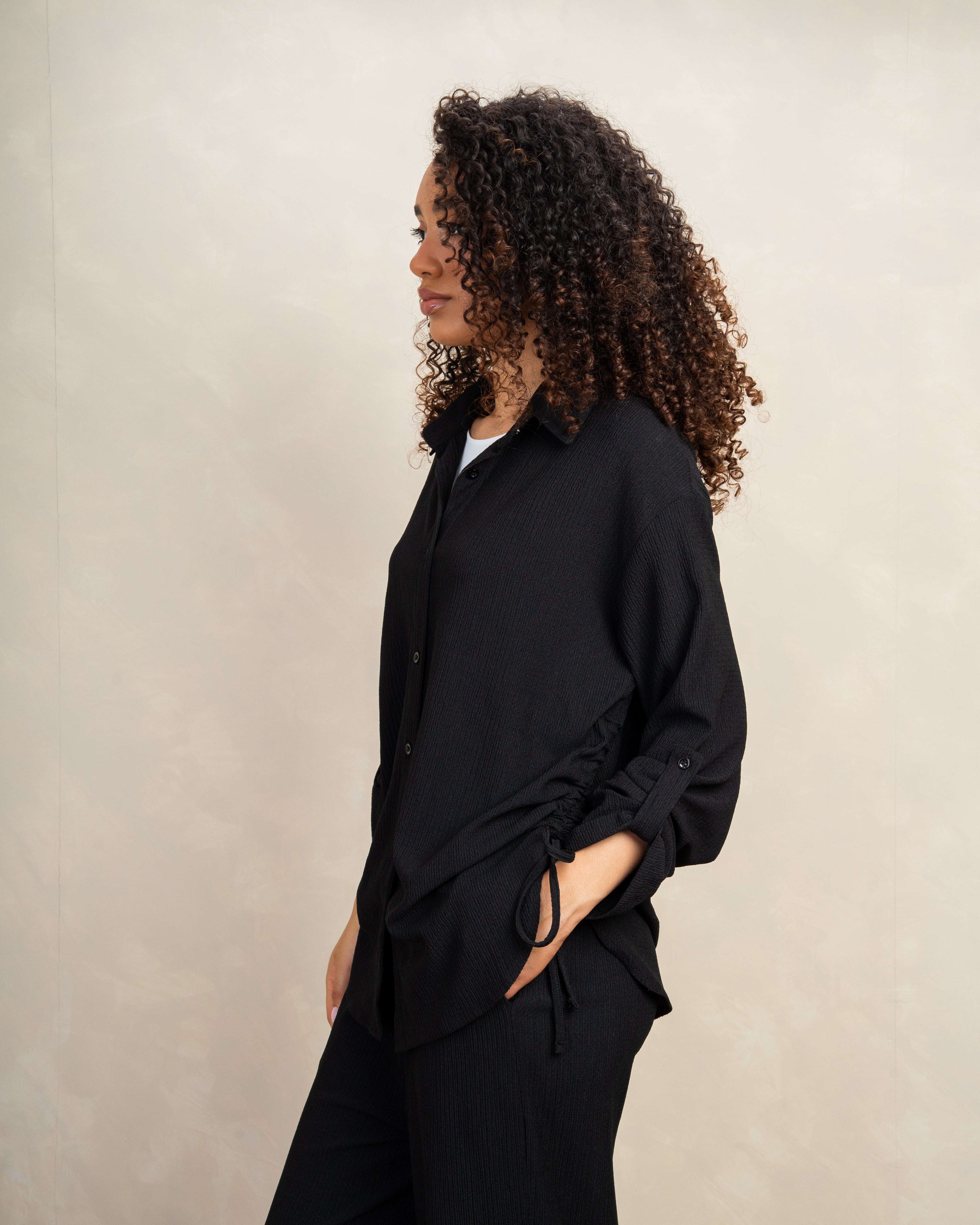 Long Shirt With Side Elastic Tie