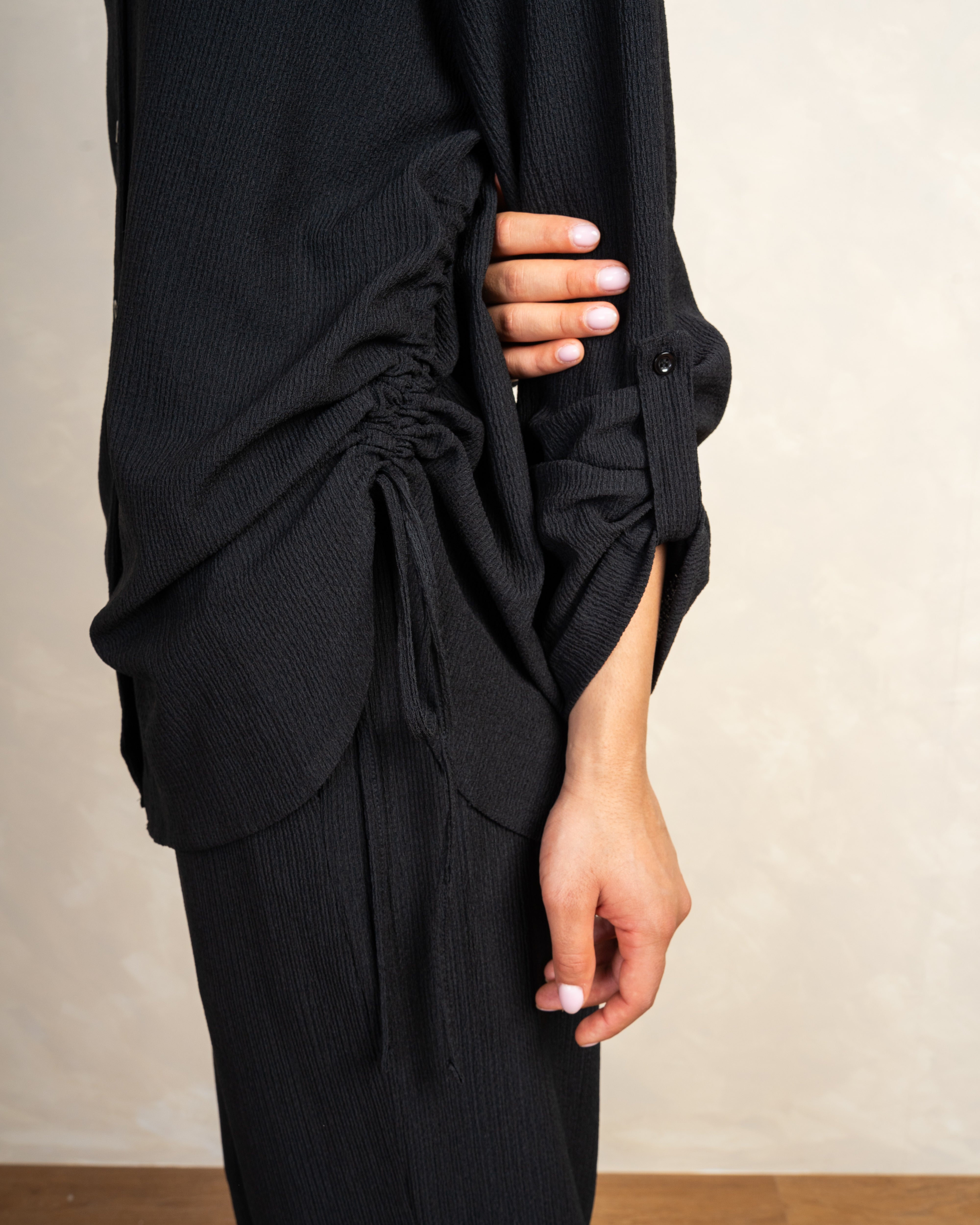 Long Shirt With Side Elastic Tie
