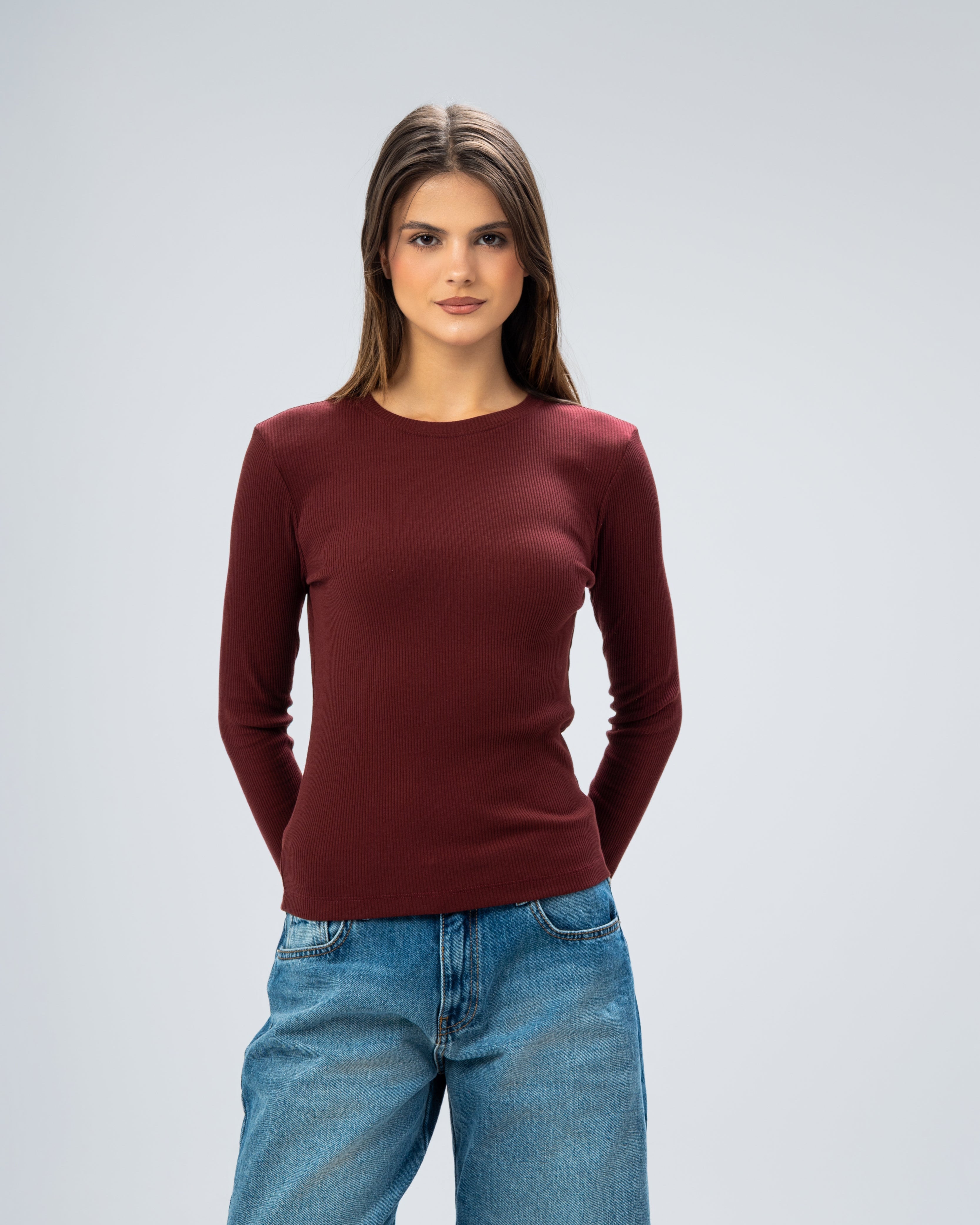 Basic Top – Plain (Light Ribbed Sleeves)