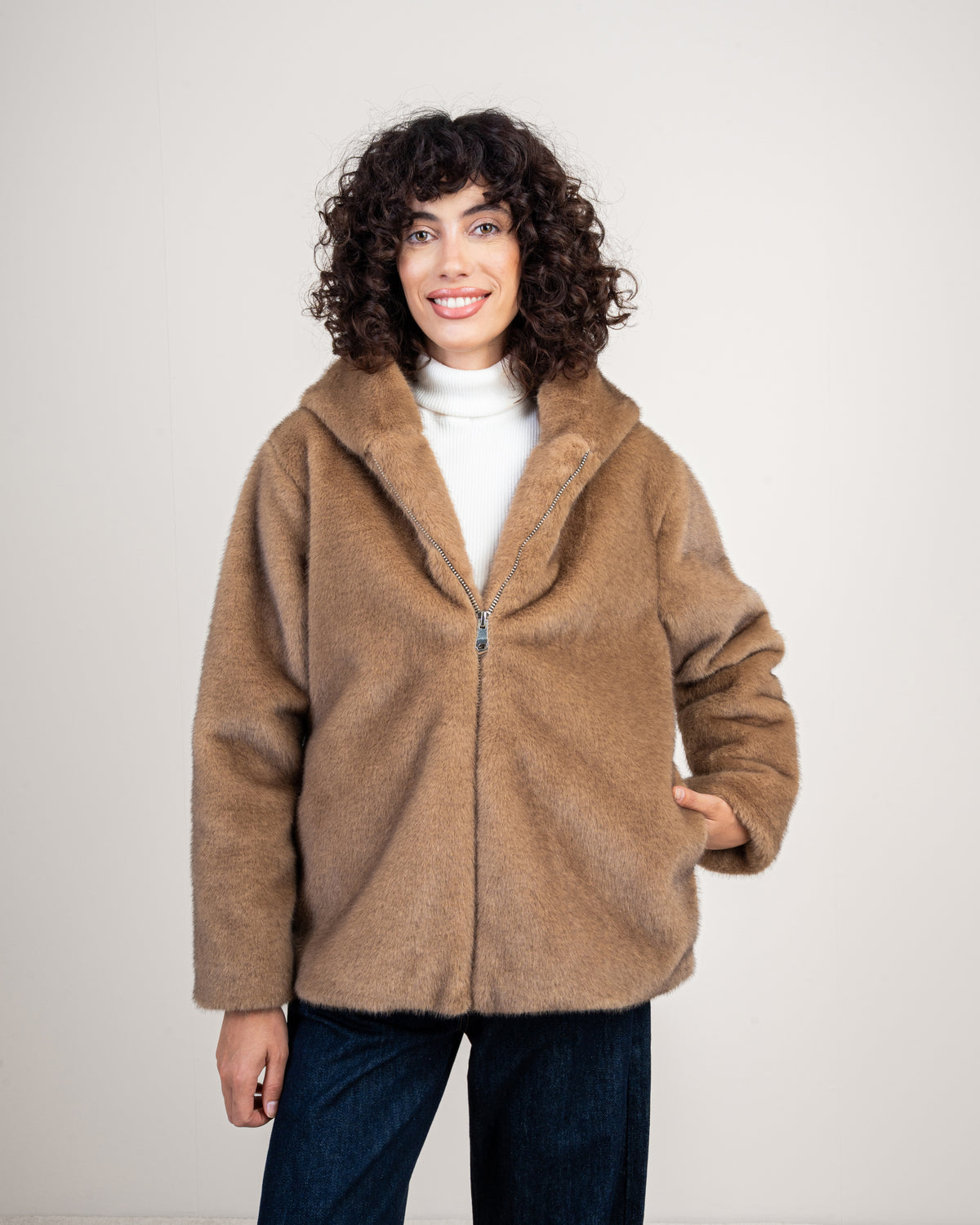 fur jacket with hood