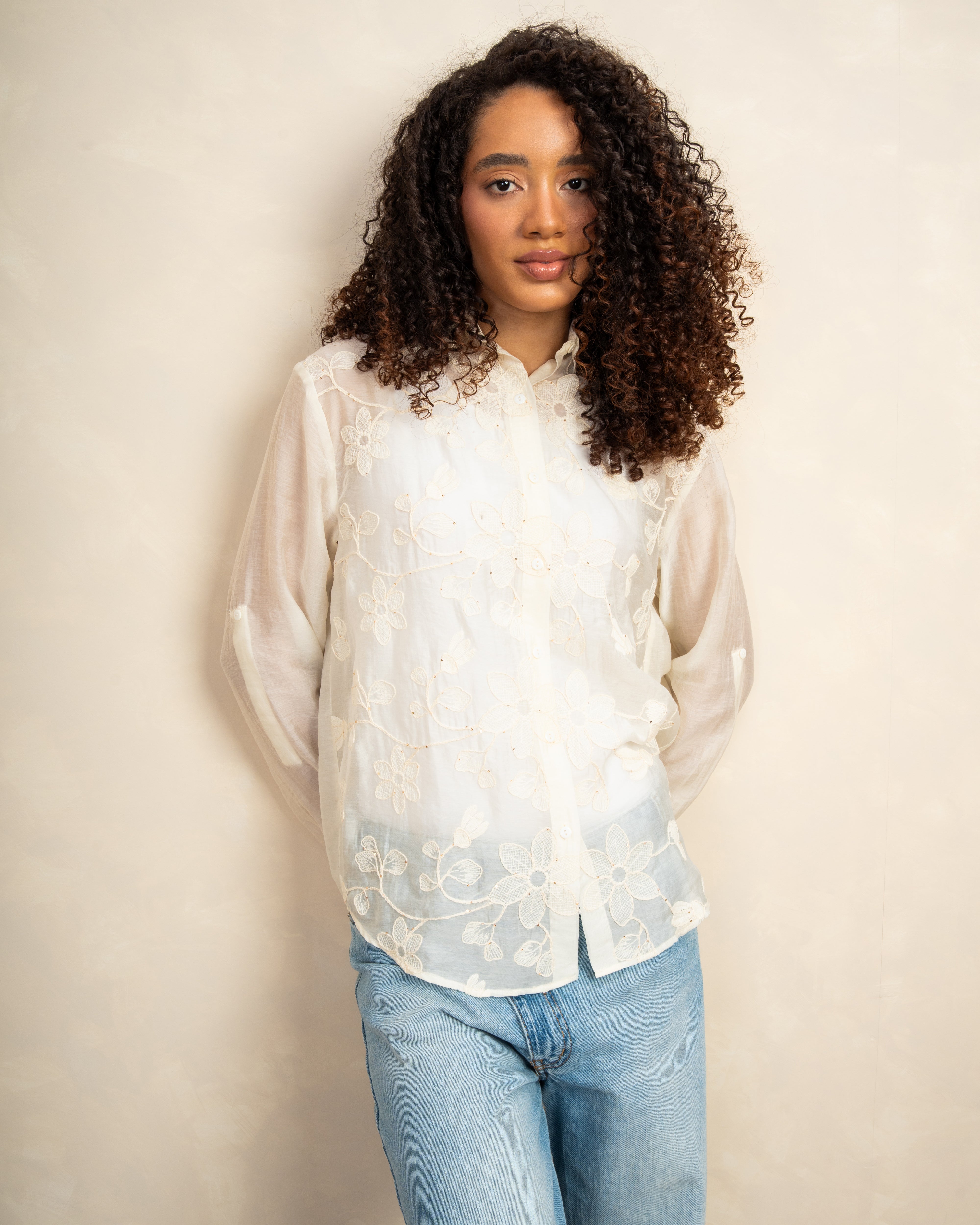 Floral Chest Long Shirt