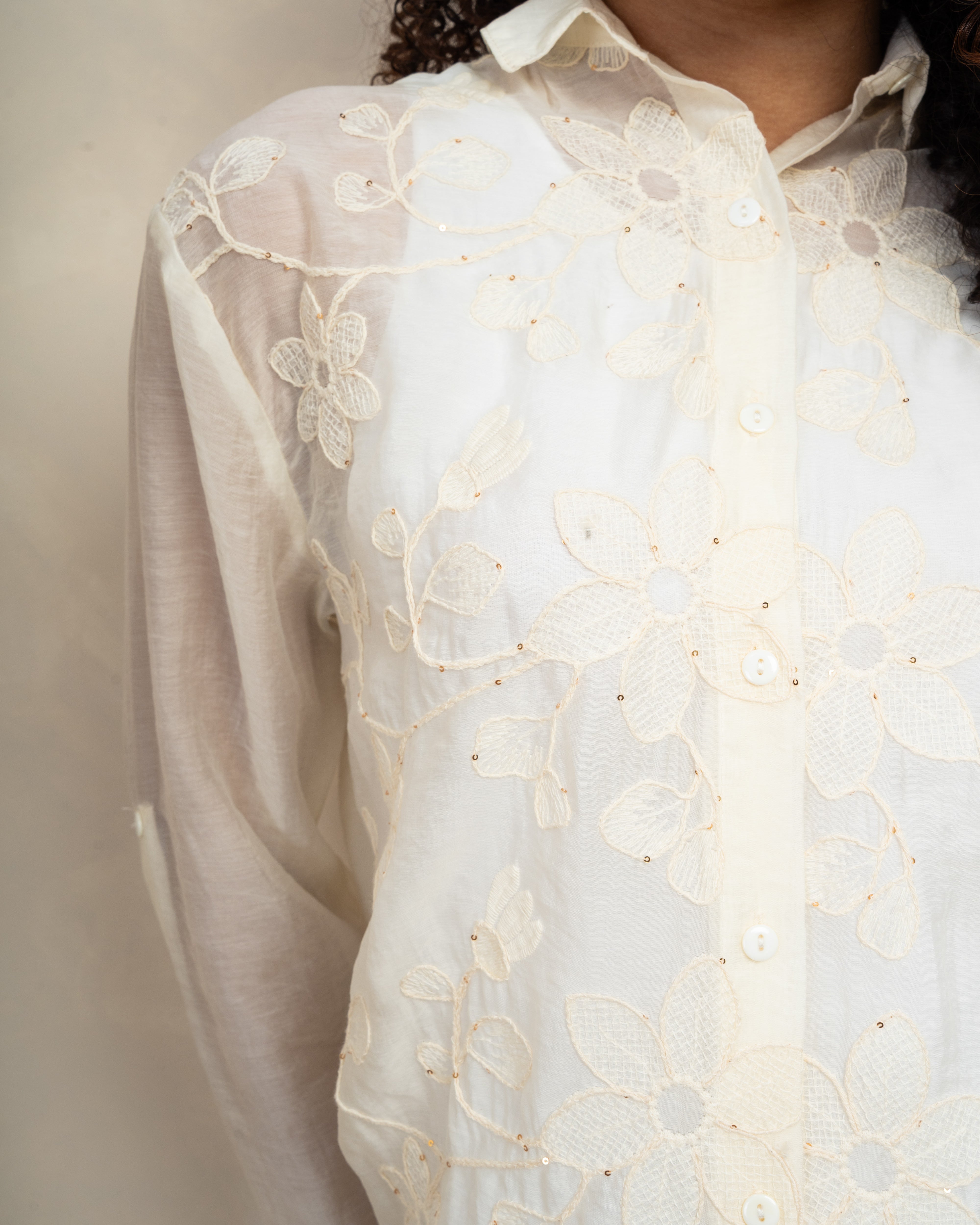 Floral Chest Long Shirt