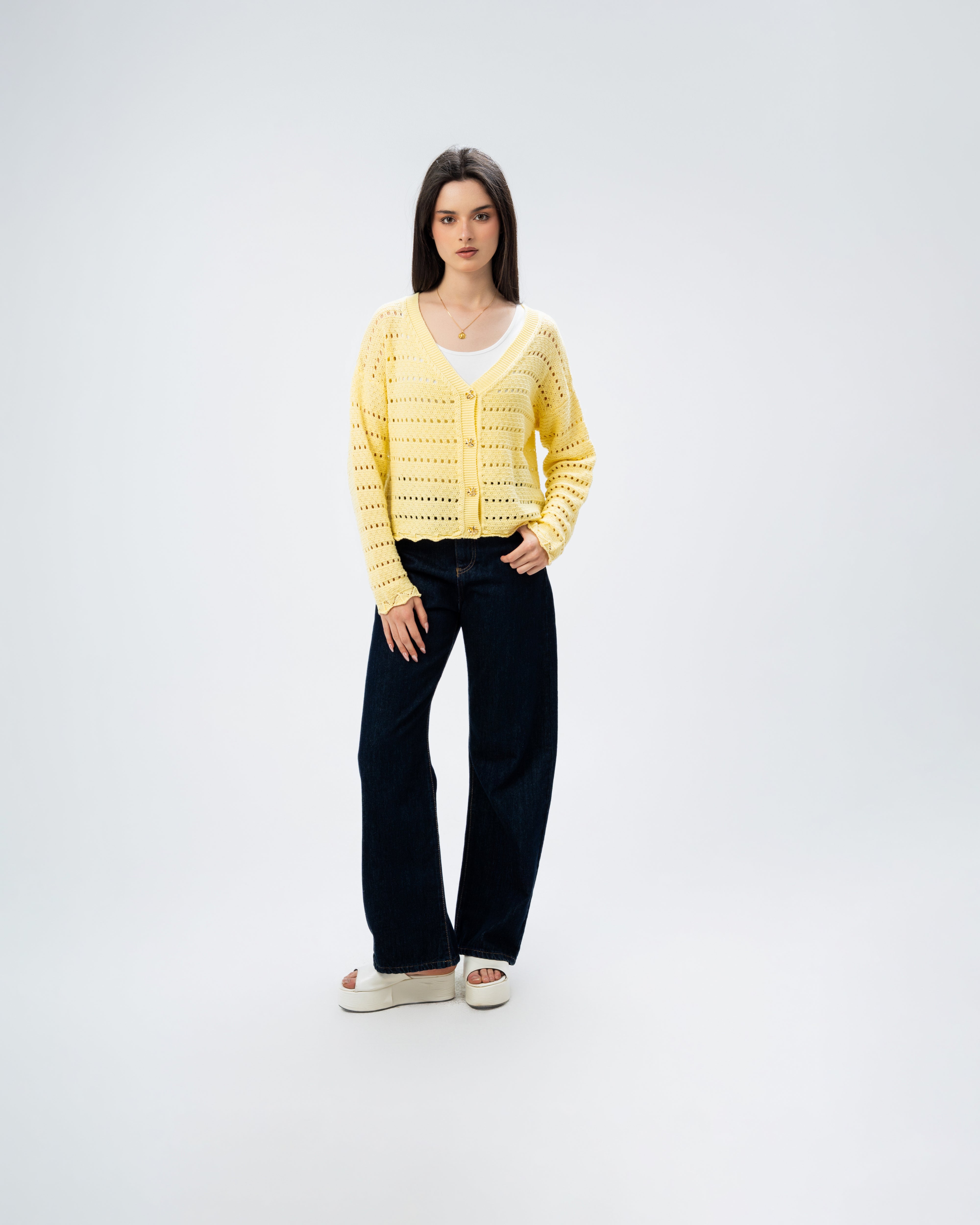 knitted Jacket with buttons.