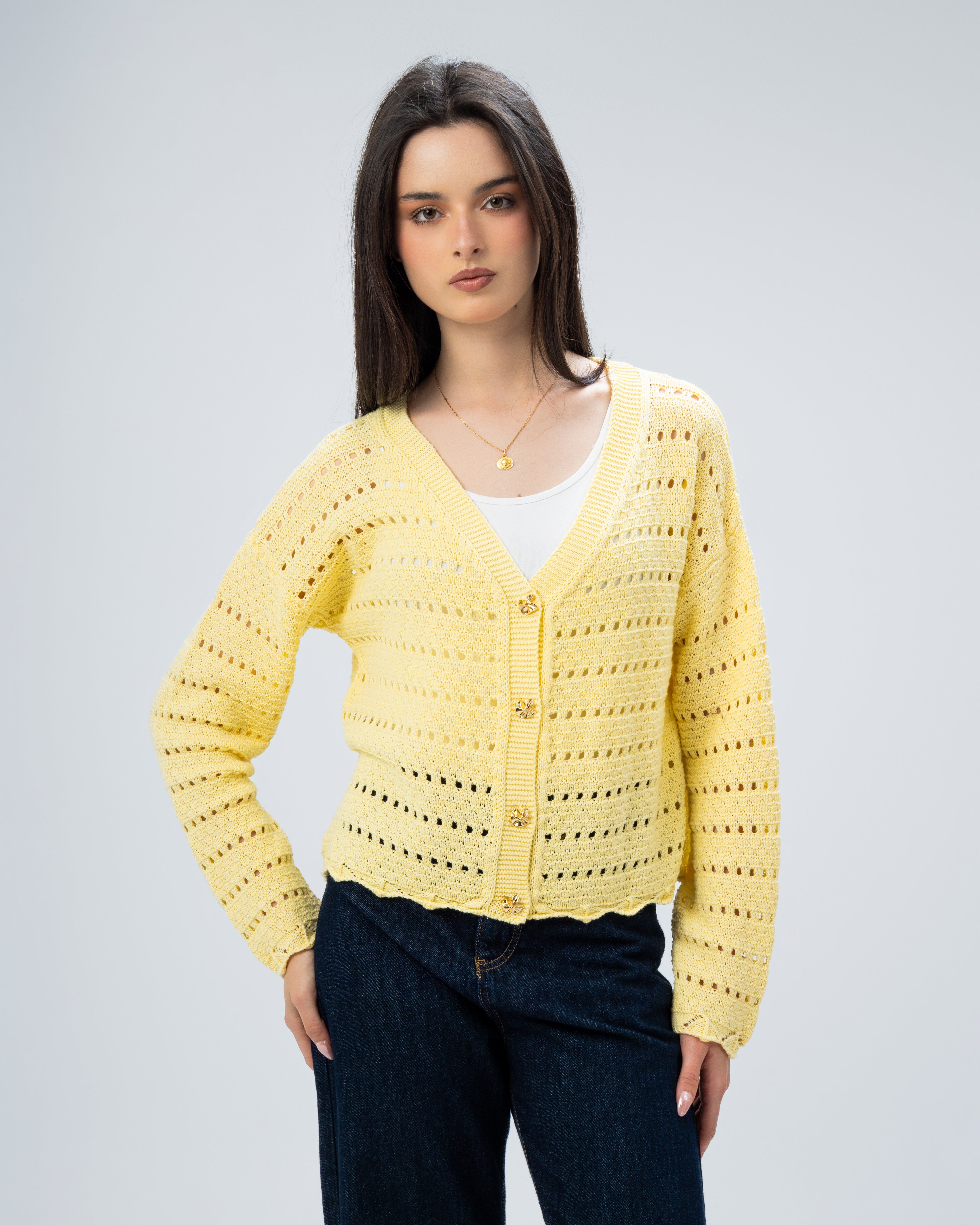 knitted Jacket with buttons.