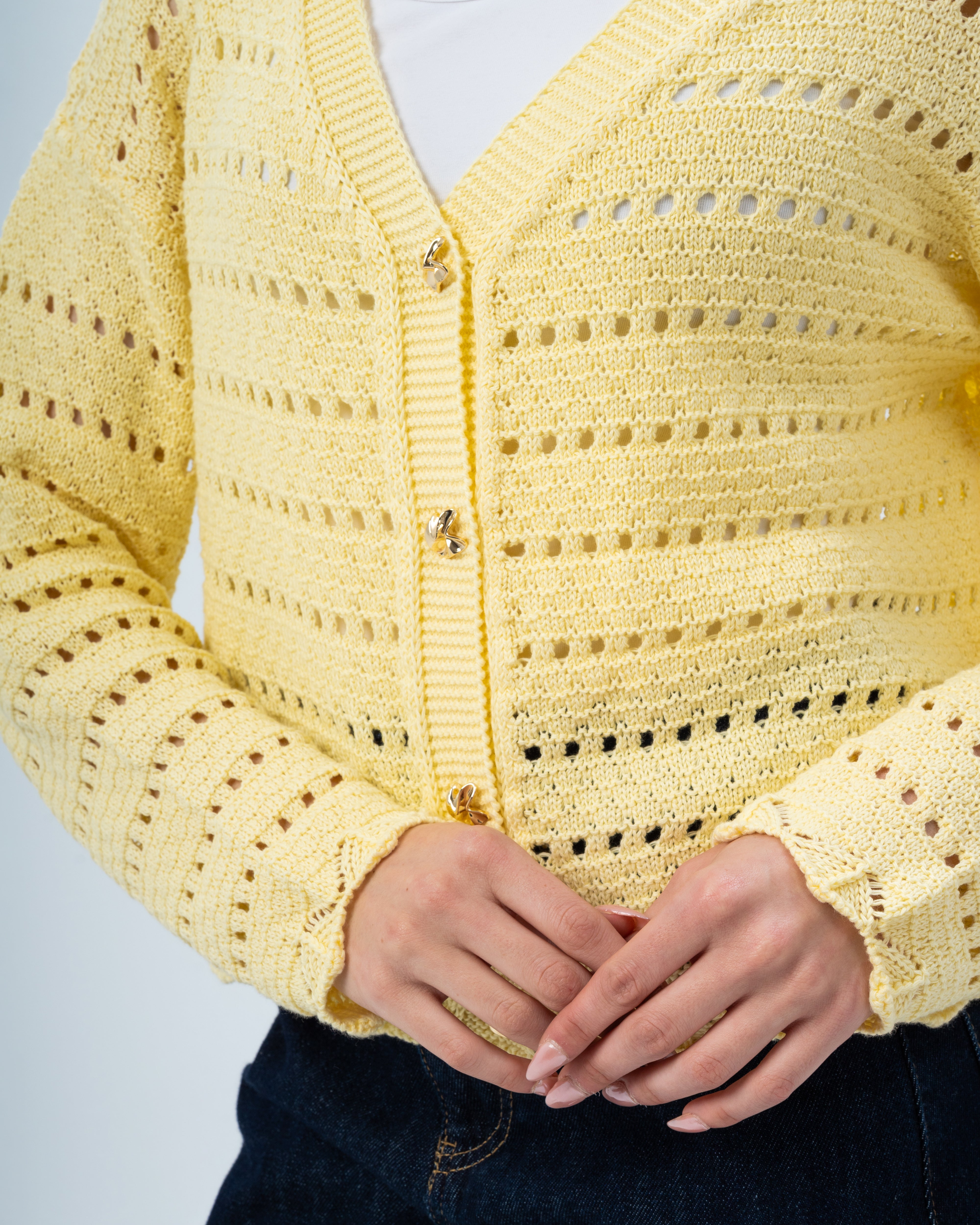 knitted Jacket with buttons.