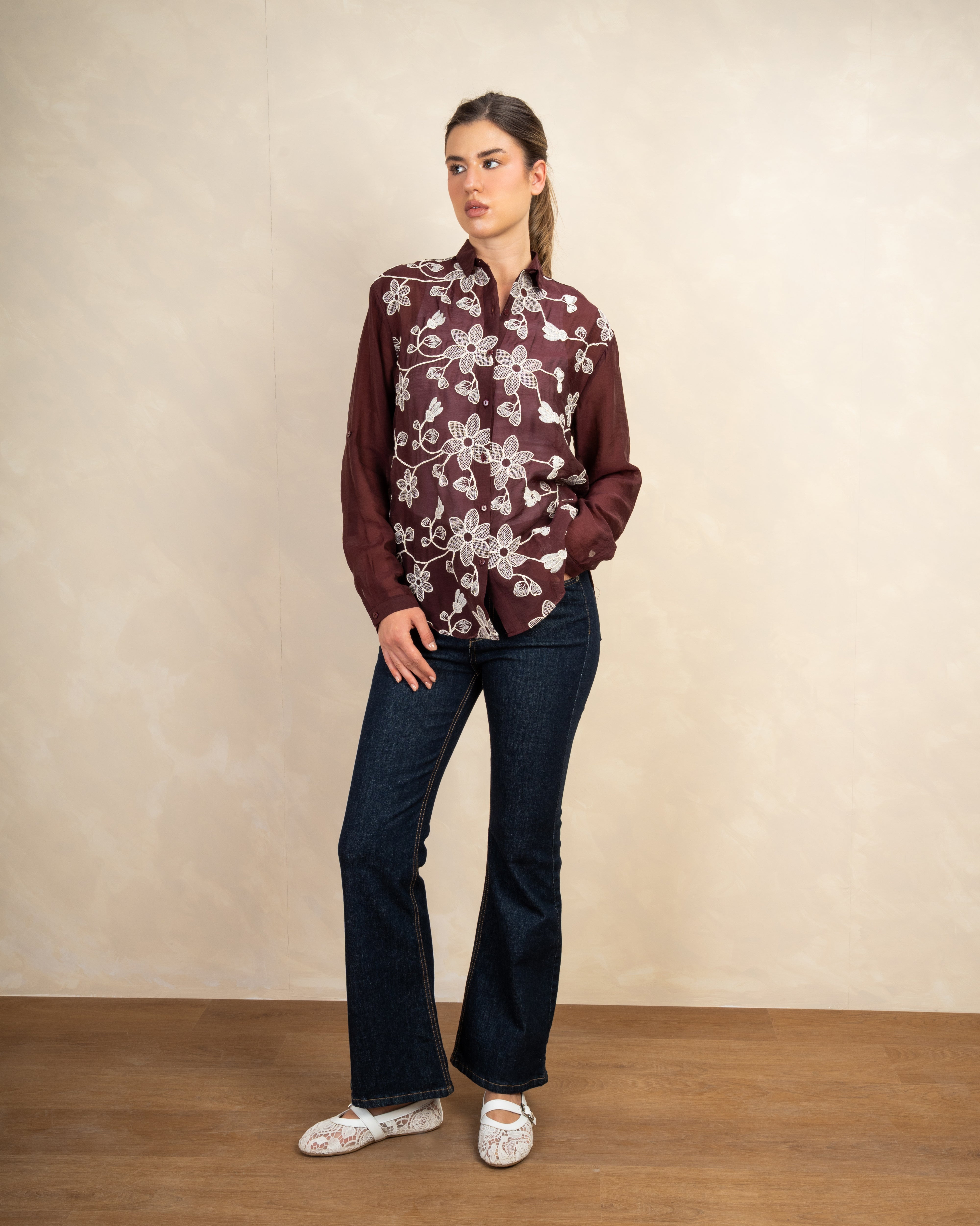 Floral Chest Long Shirt