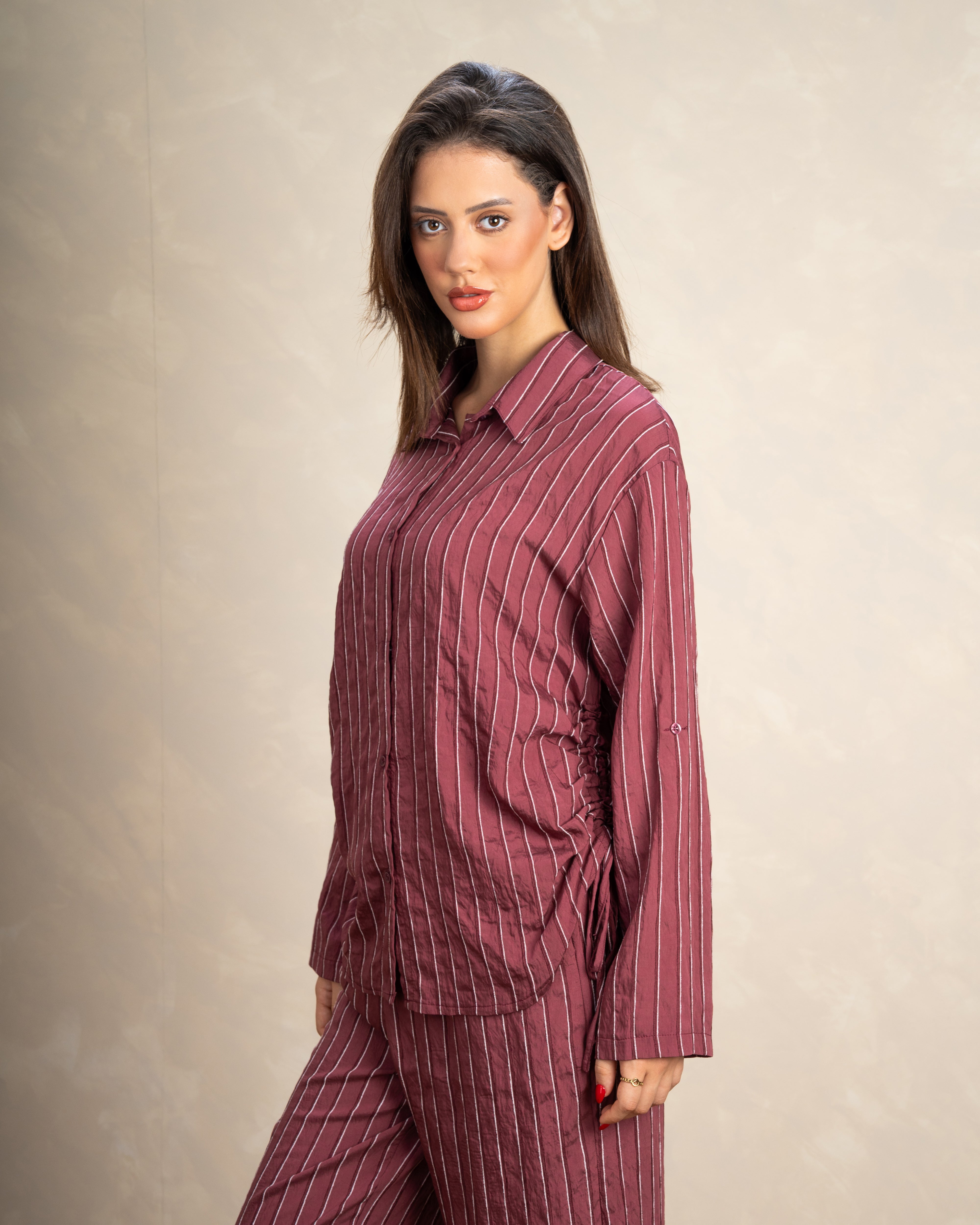 Vertical Striped Shirt With Subtle Color Line