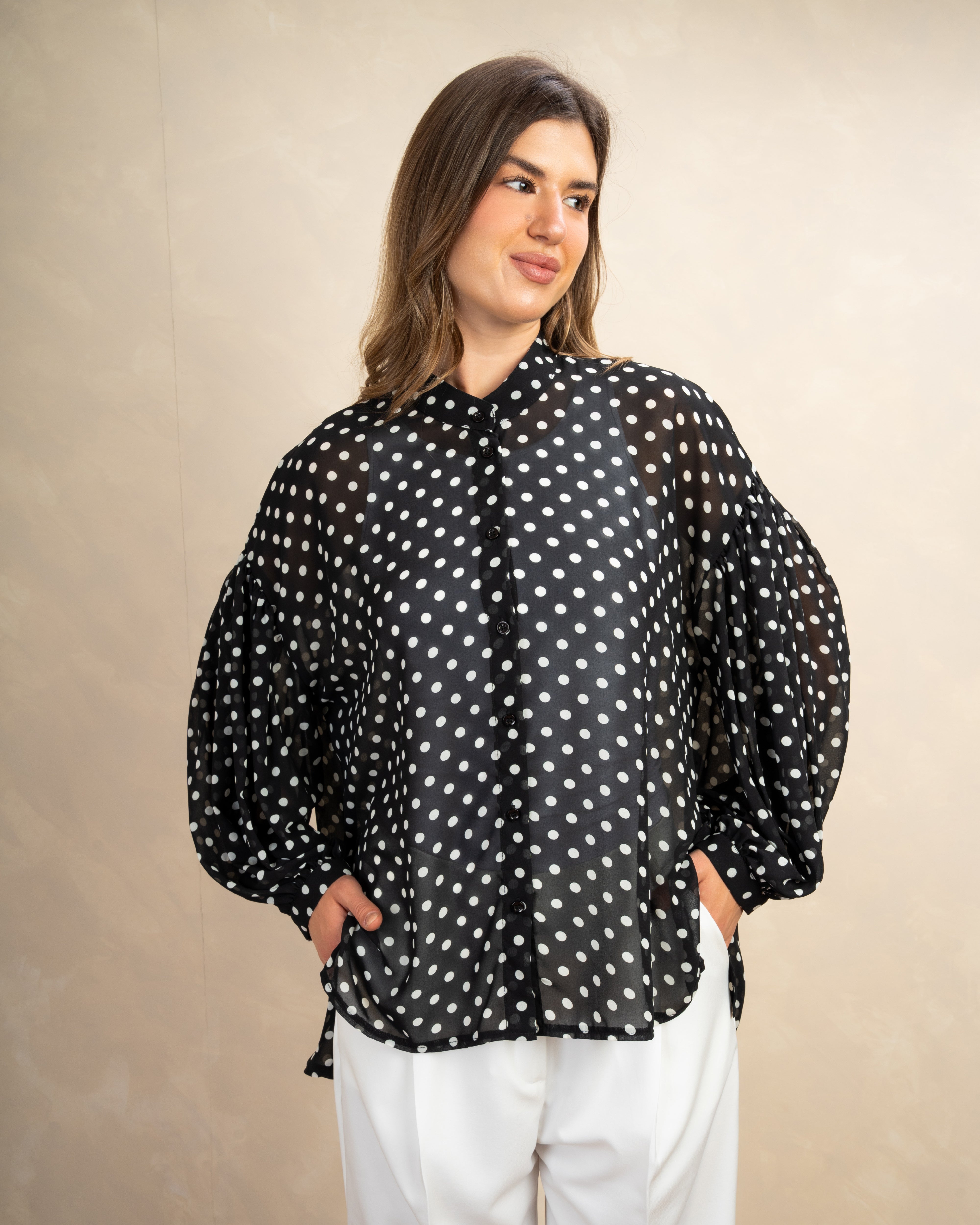 Long Polka Dot Shirt In Different Colors