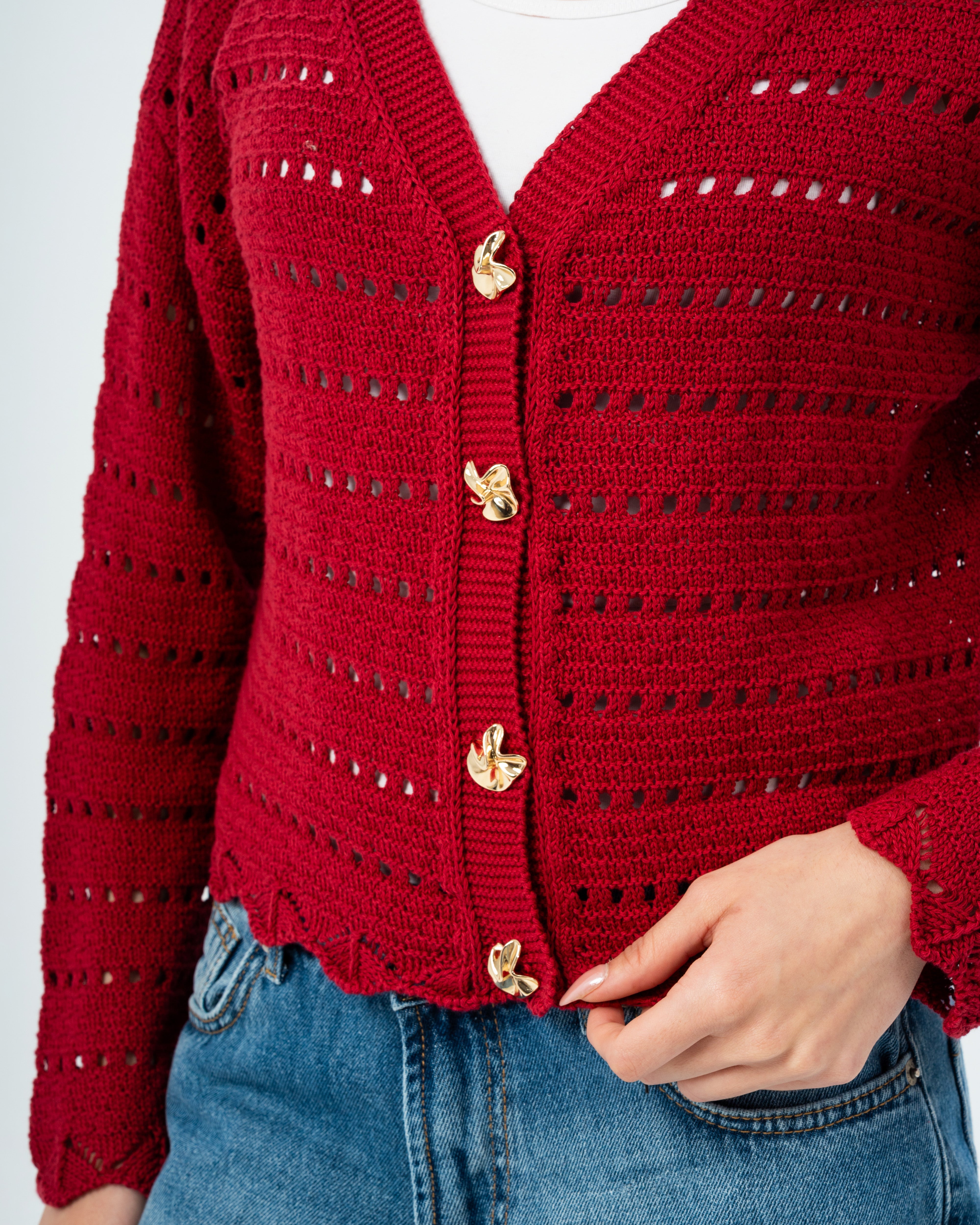 knitted Jacket with buttons.