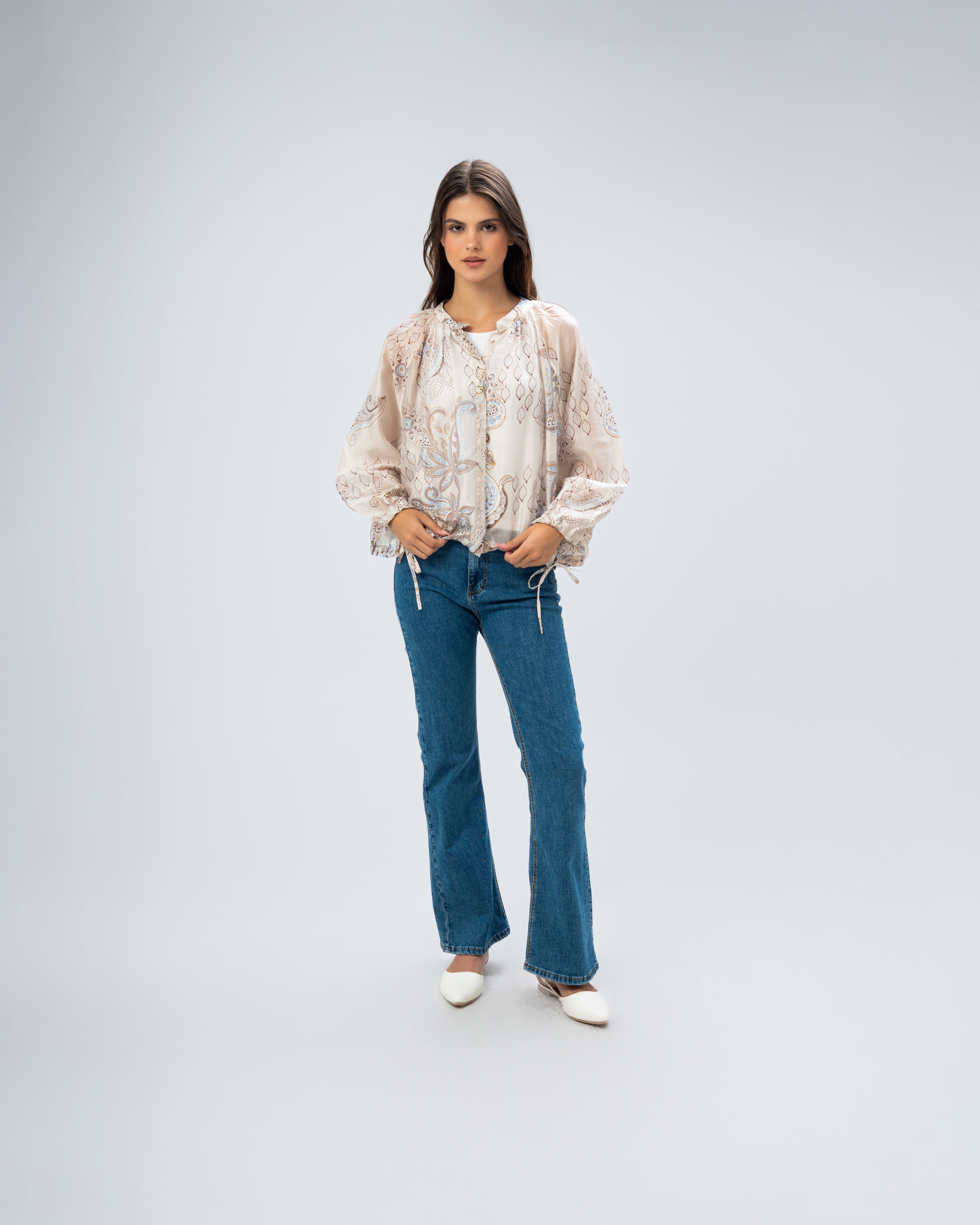 Floral blouse with tie