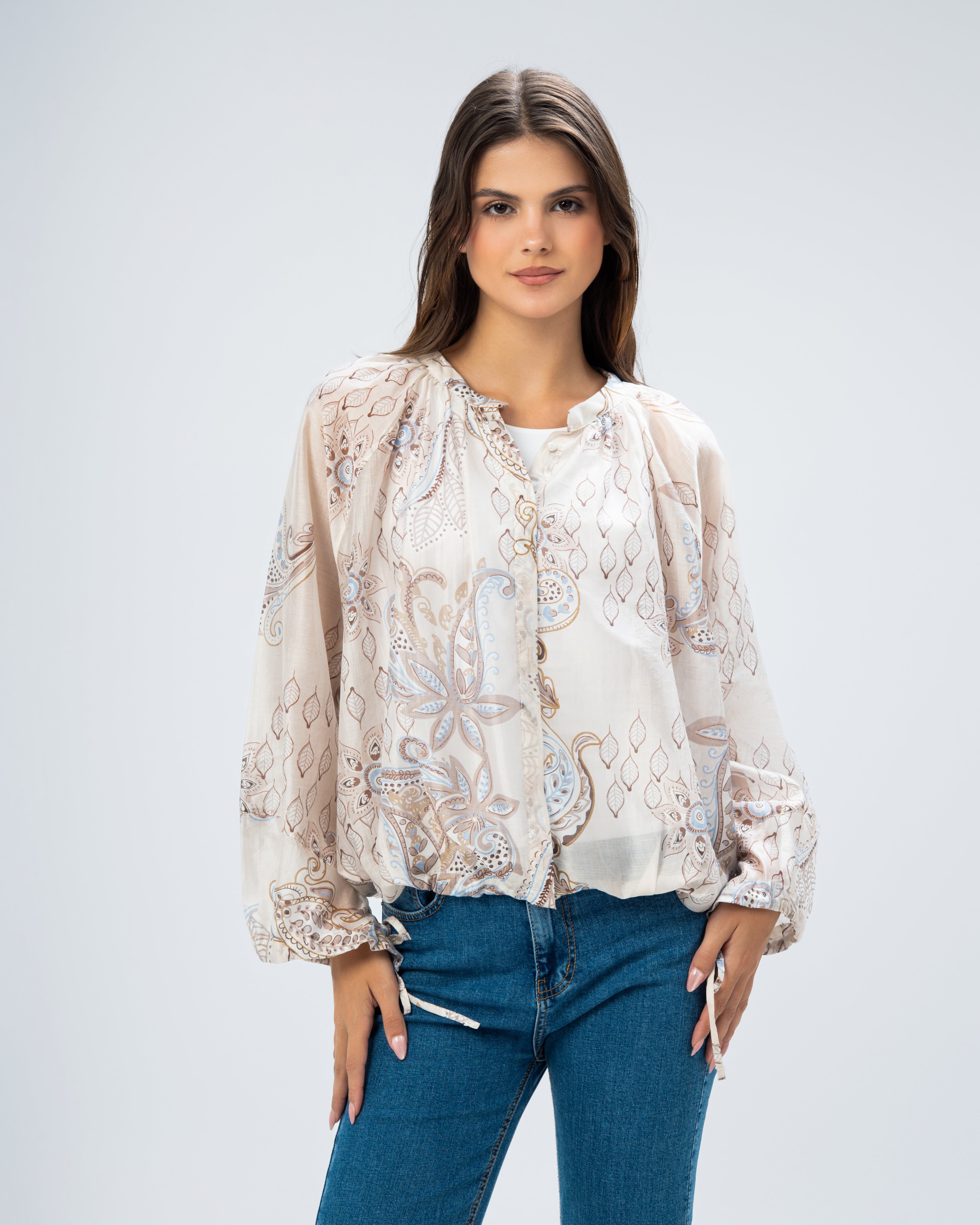 Floral blouse with tie