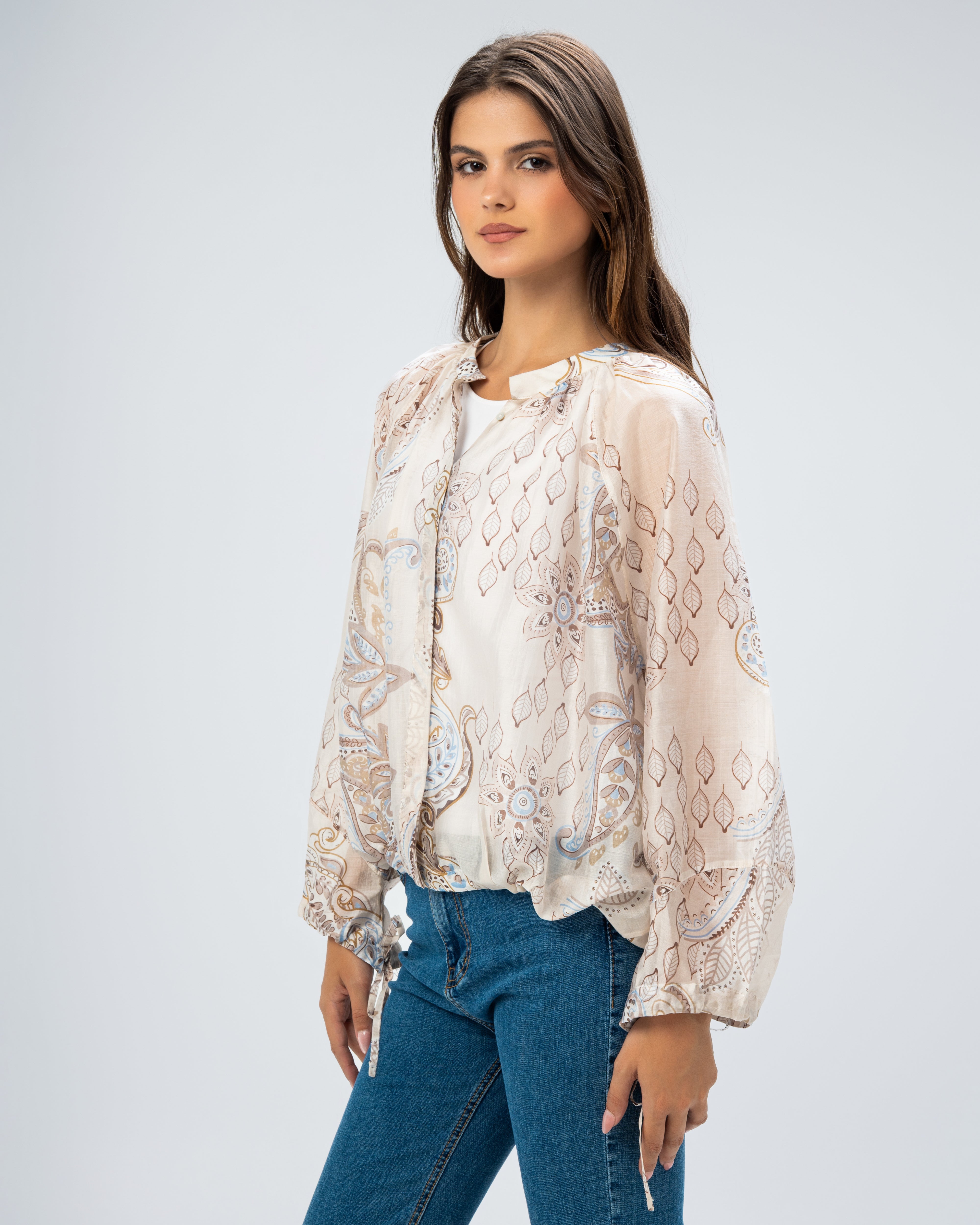 Floral blouse with tie