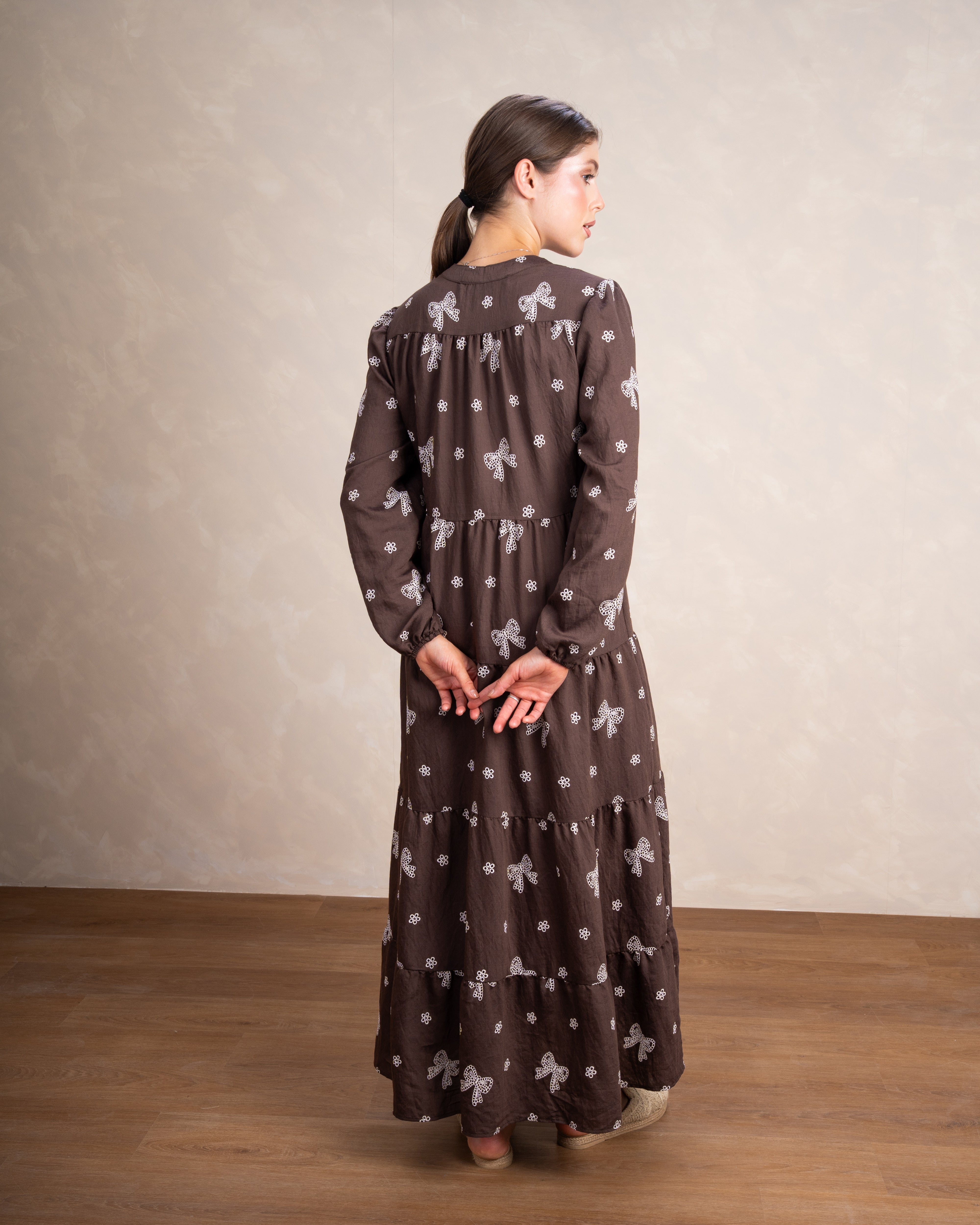 Embroidered Dress With Bow Detail