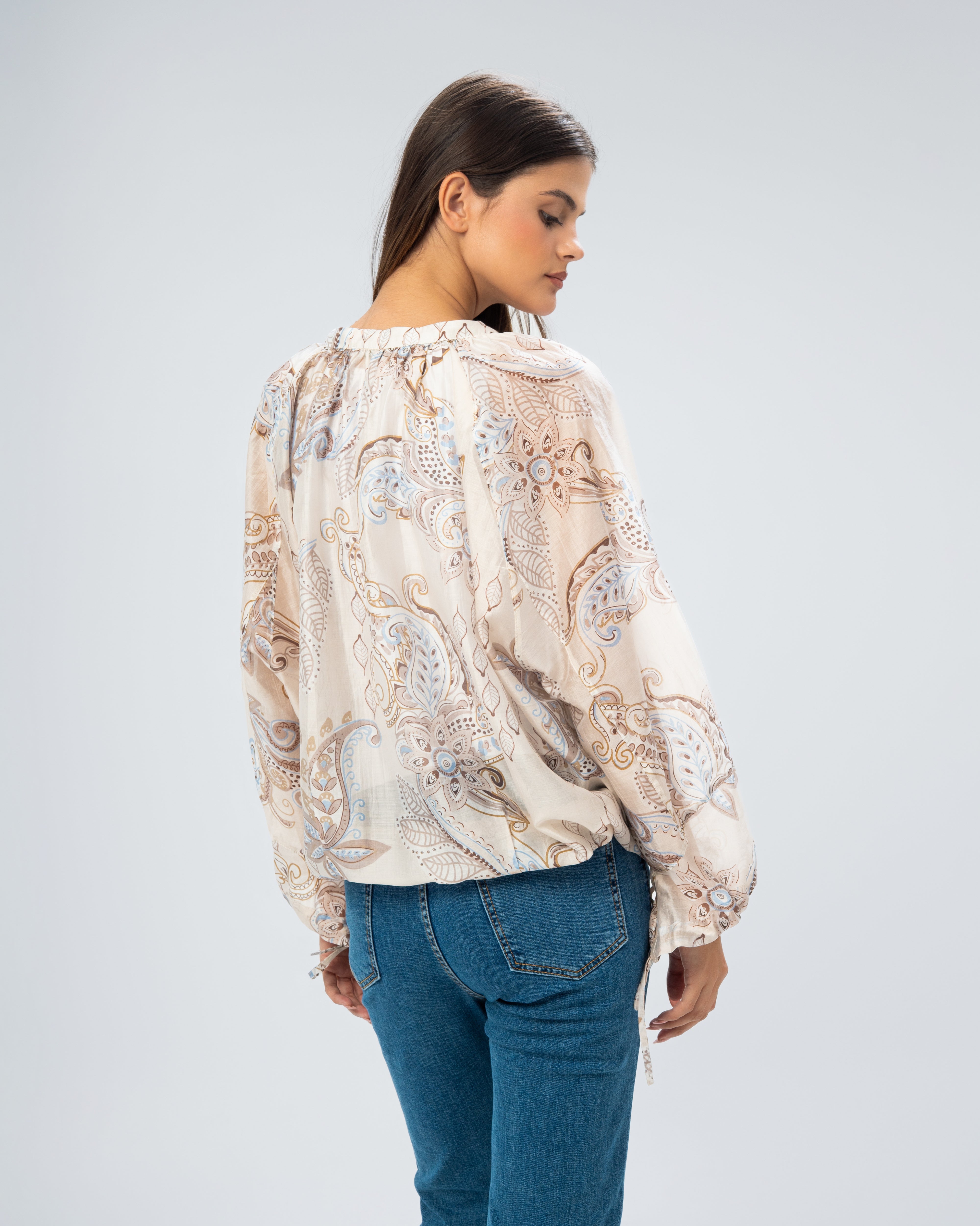 Floral blouse with tie