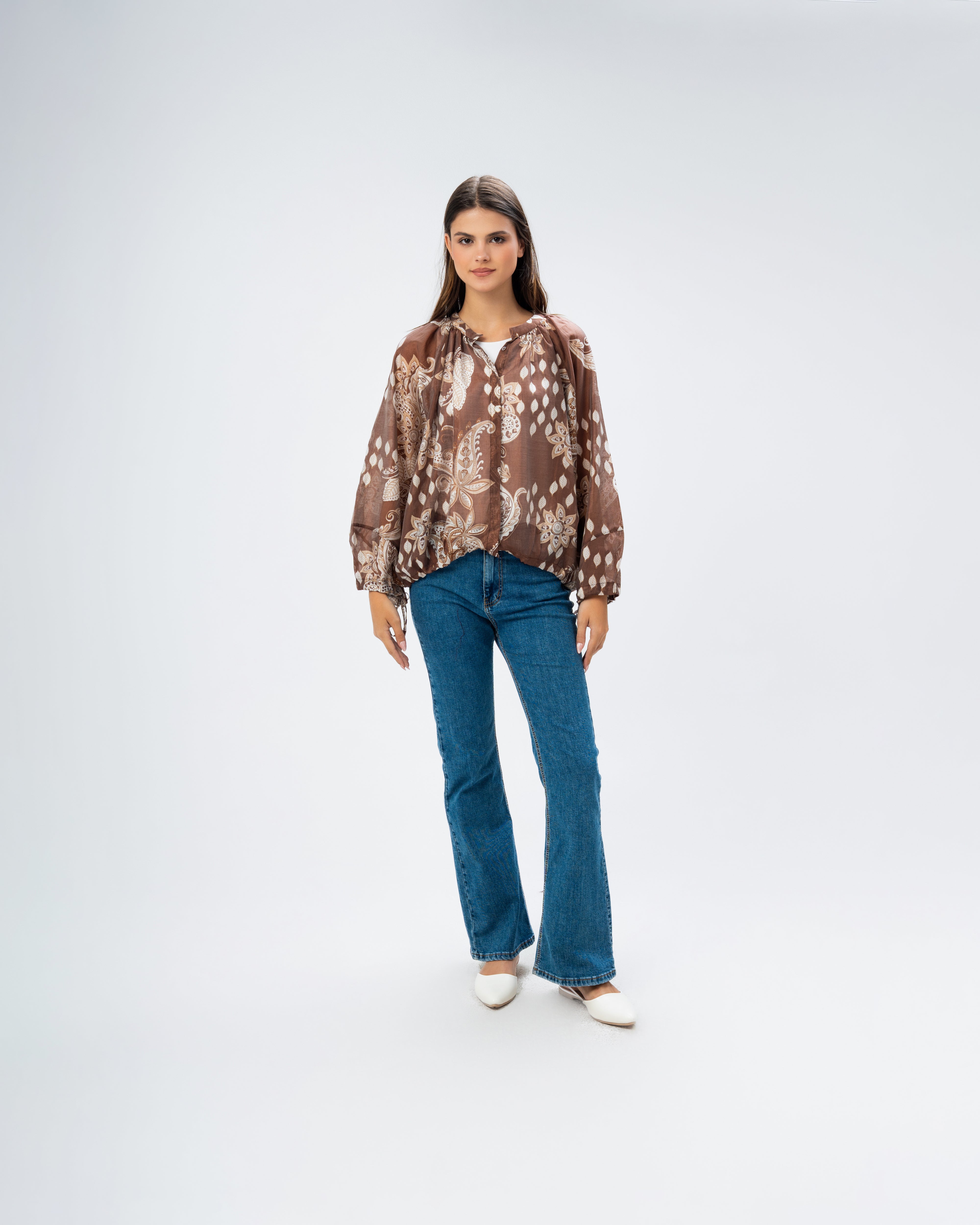 Floral blouse with tie