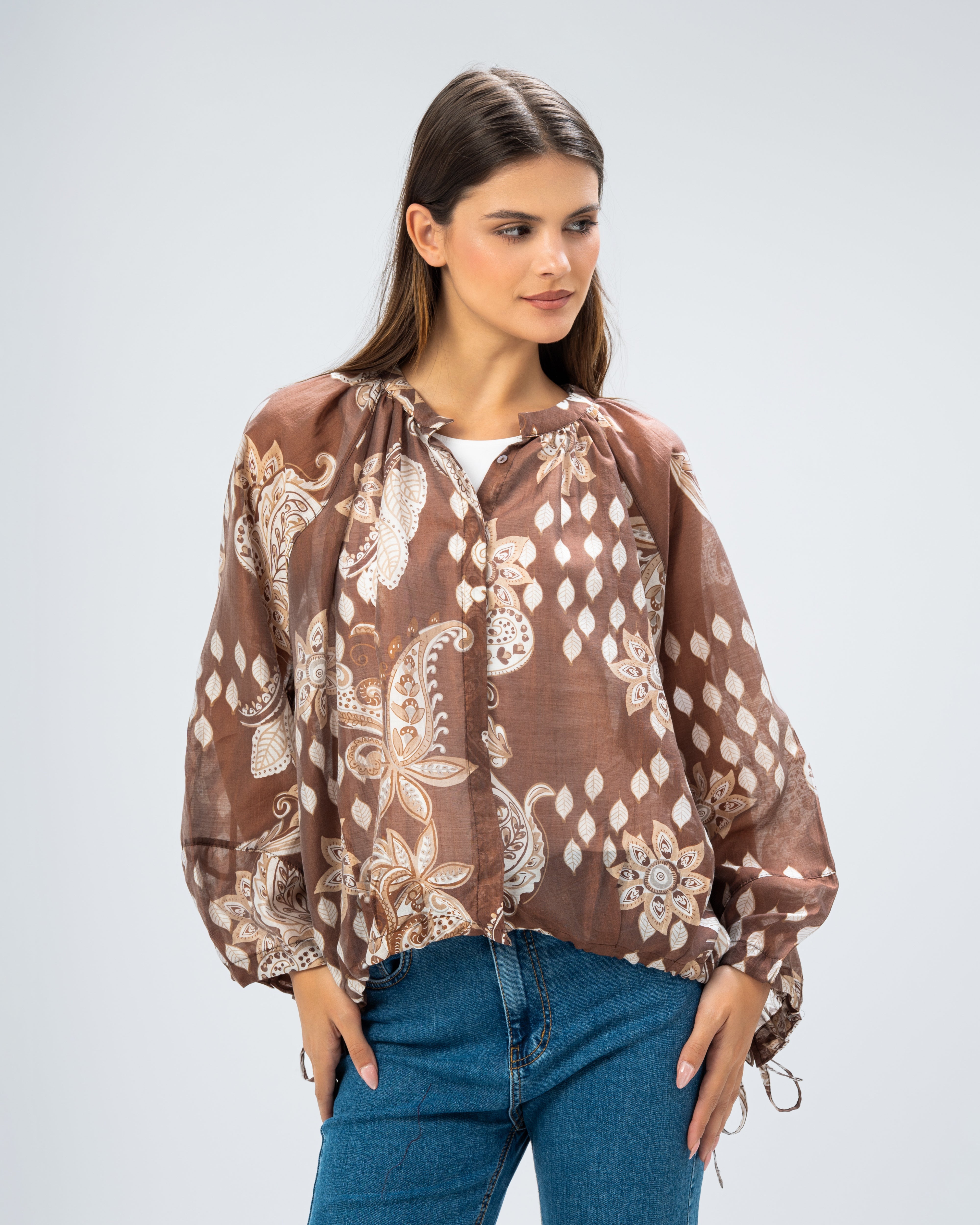 Floral blouse with tie