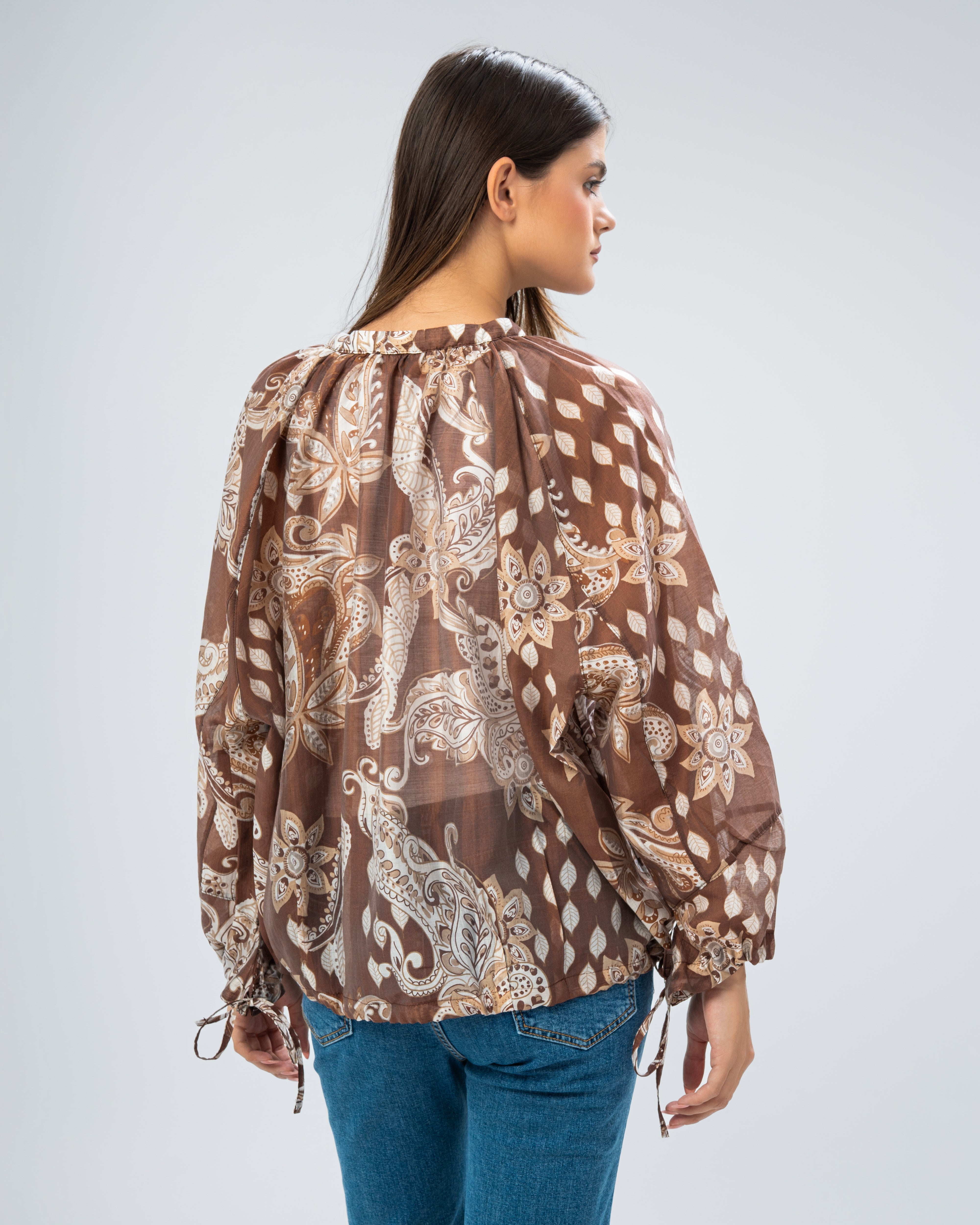 Floral blouse with tie