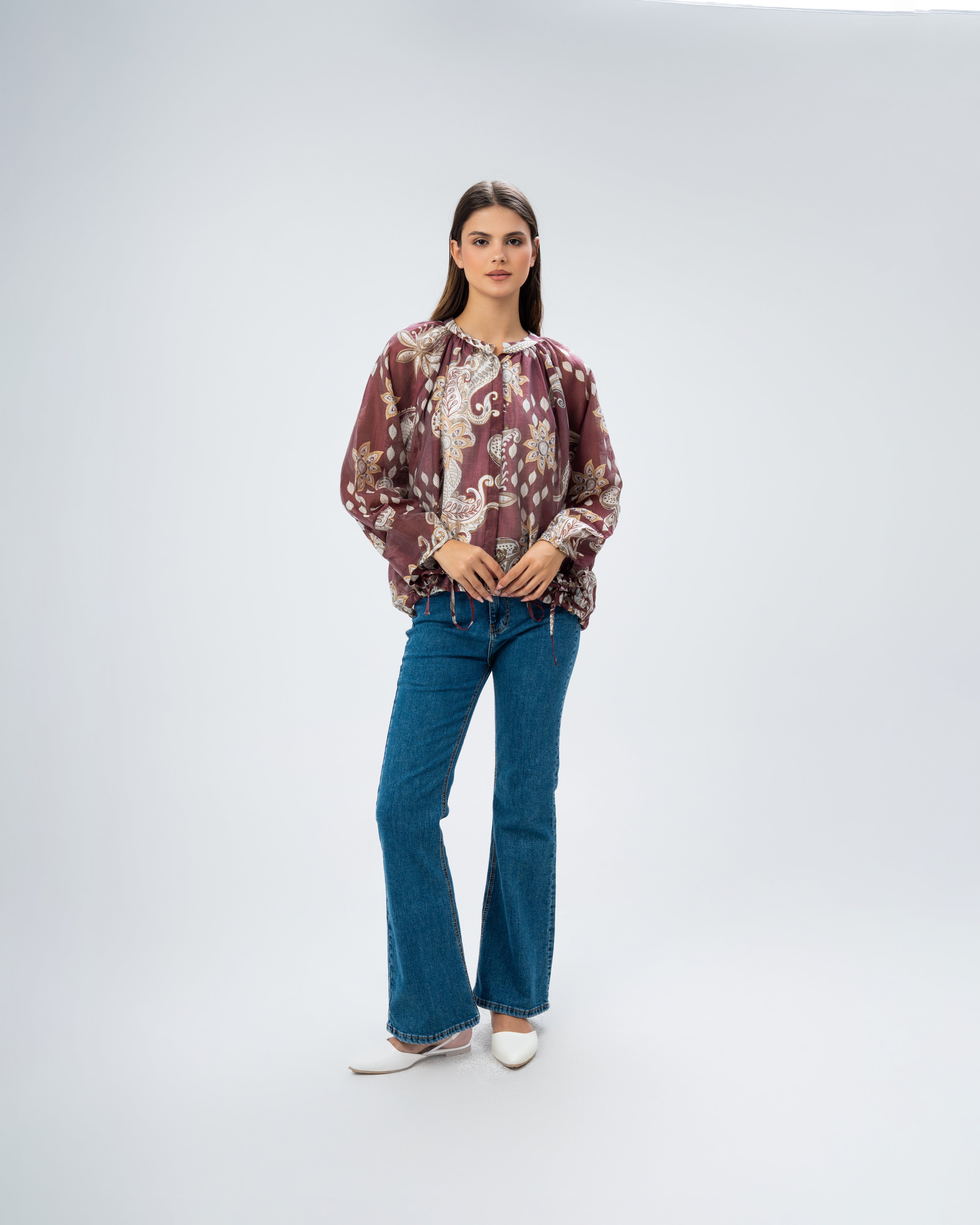 Floral blouse with tie