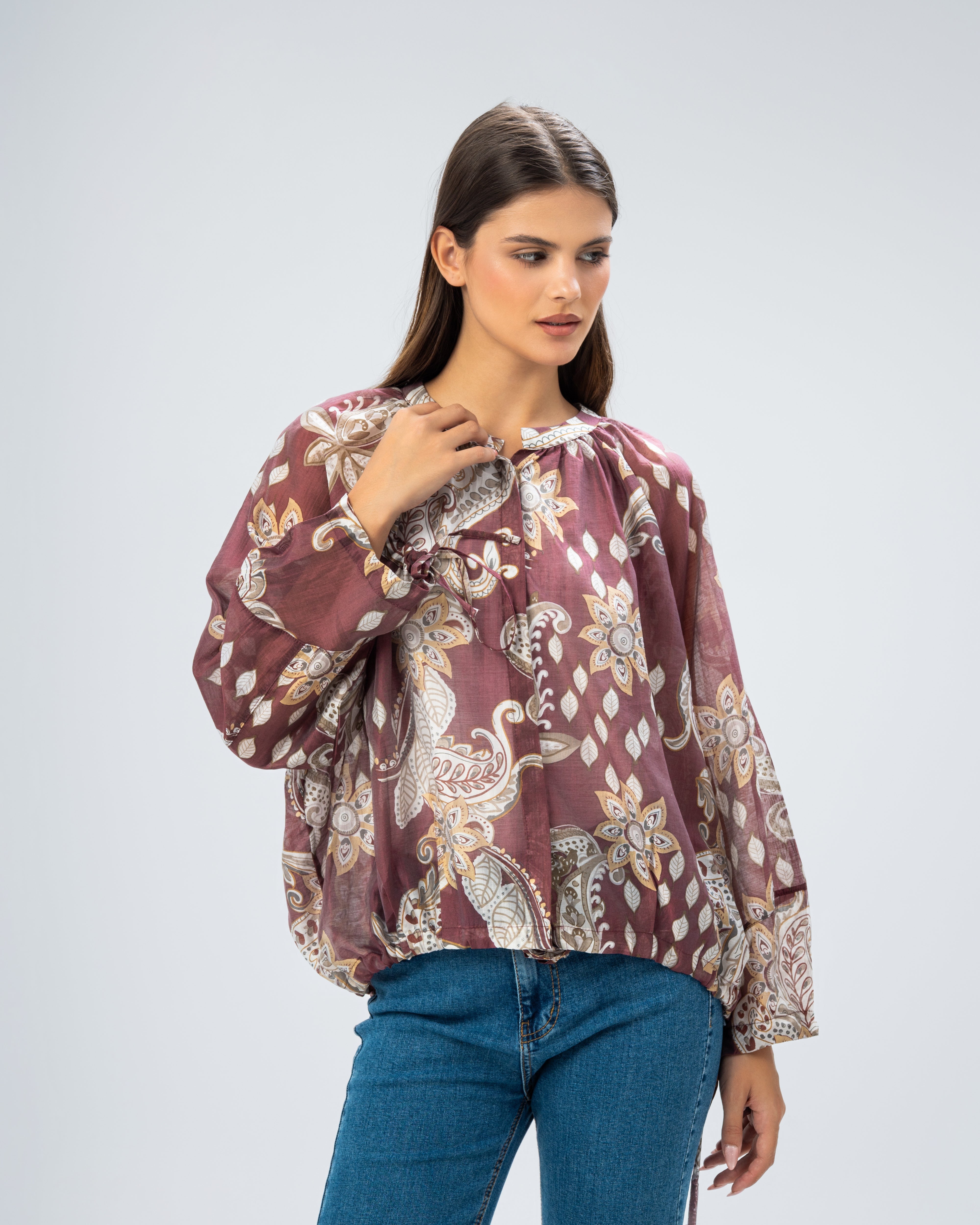 Floral blouse with tie