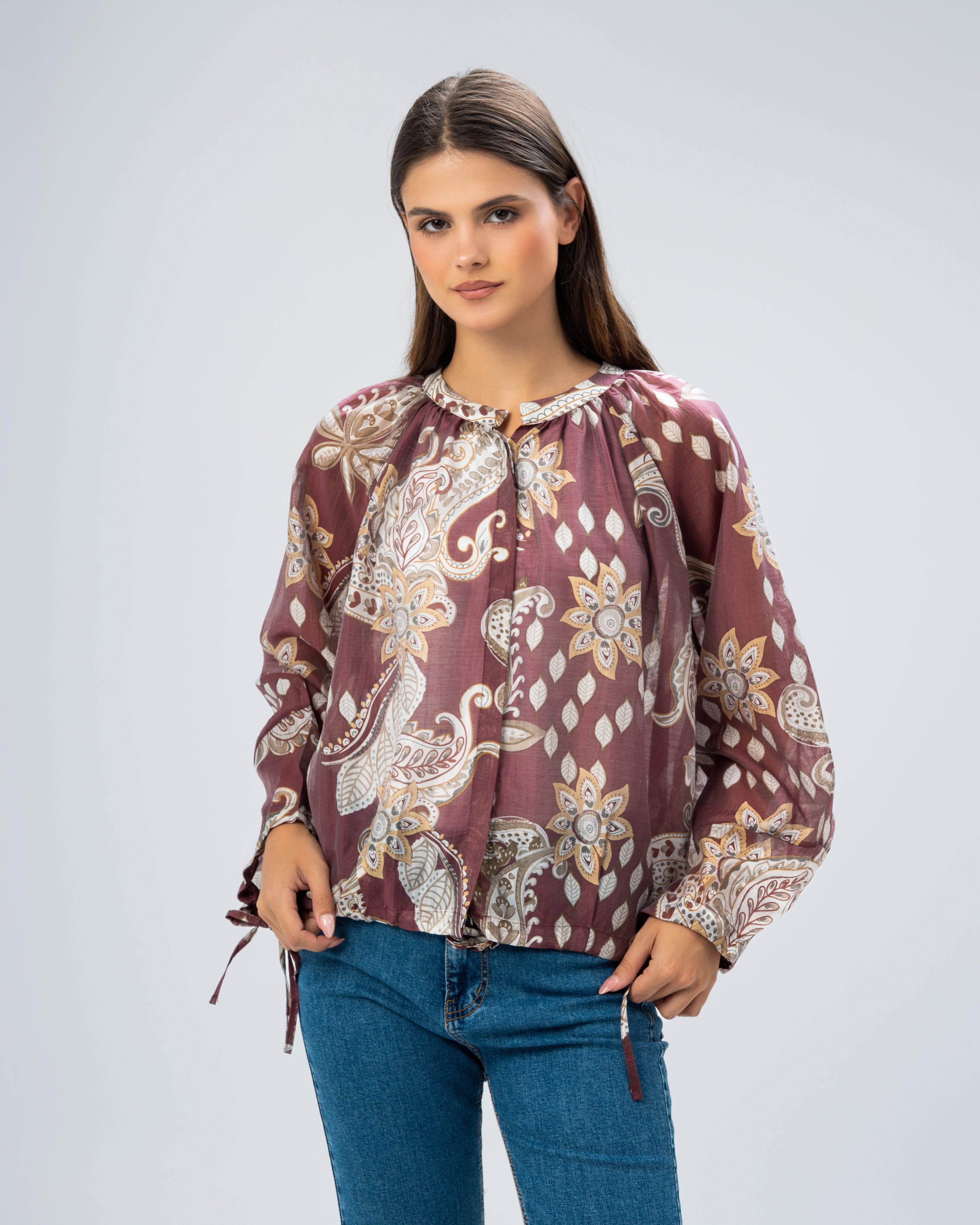 Floral blouse with tie