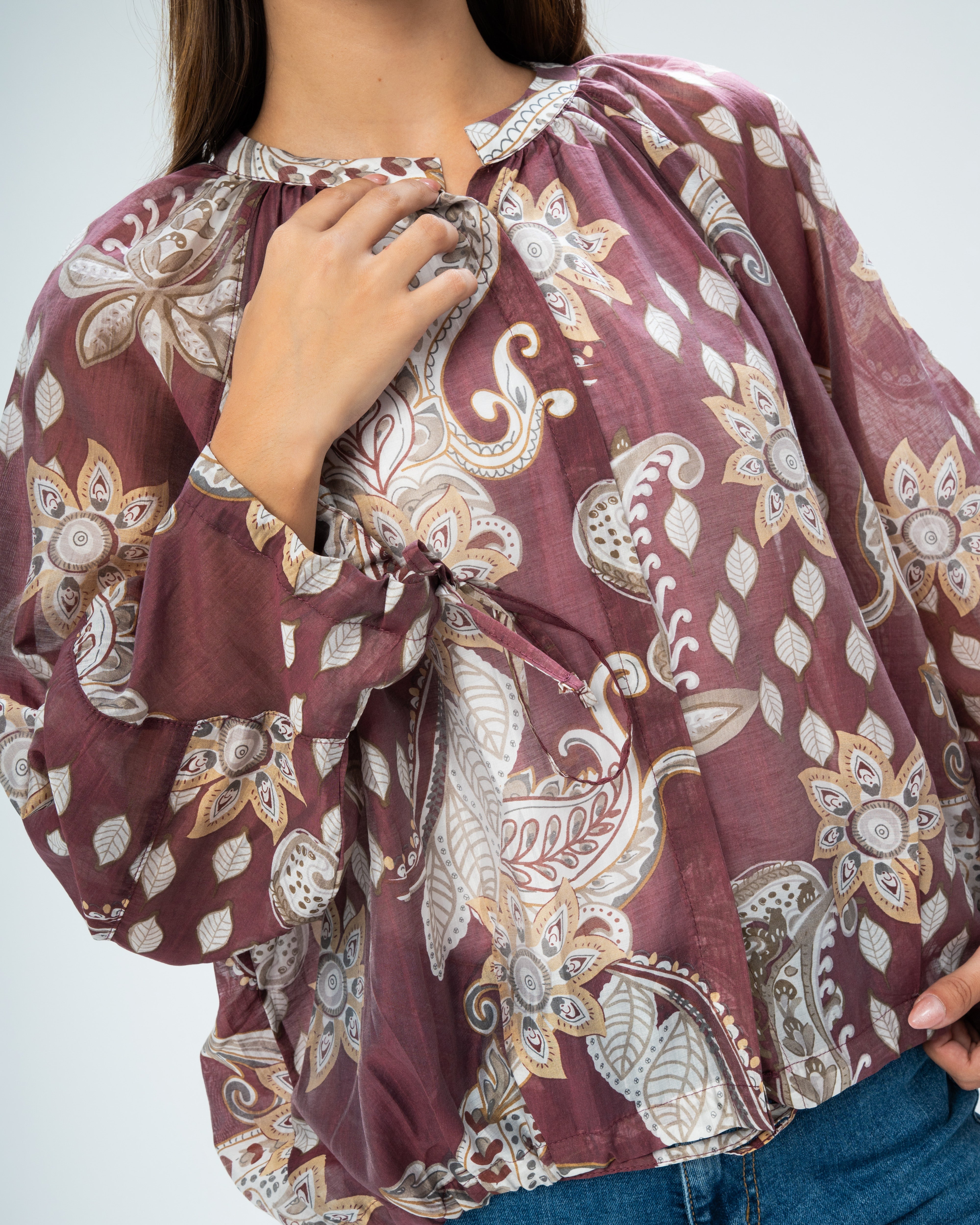 Floral blouse with tie
