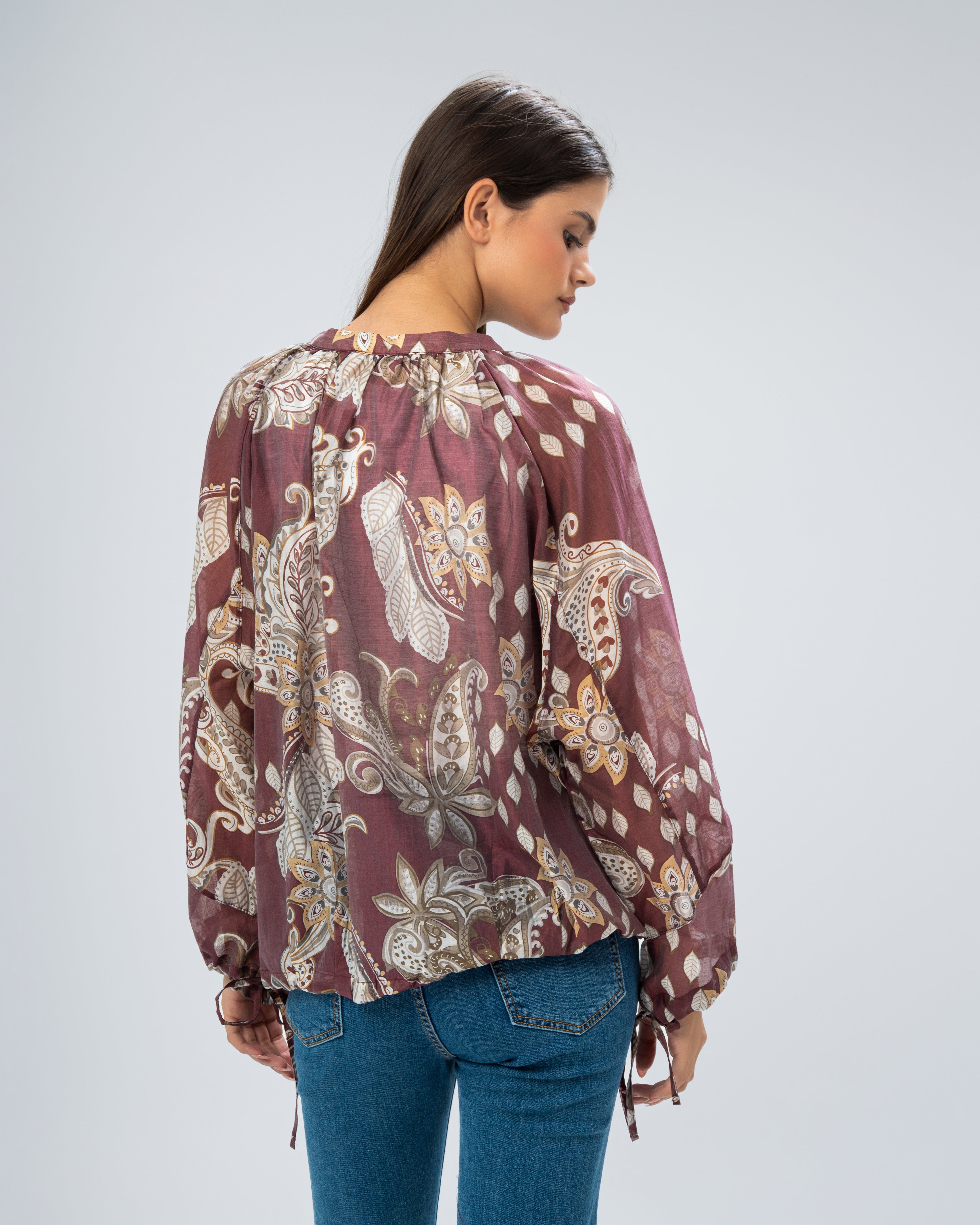 Floral blouse with tie