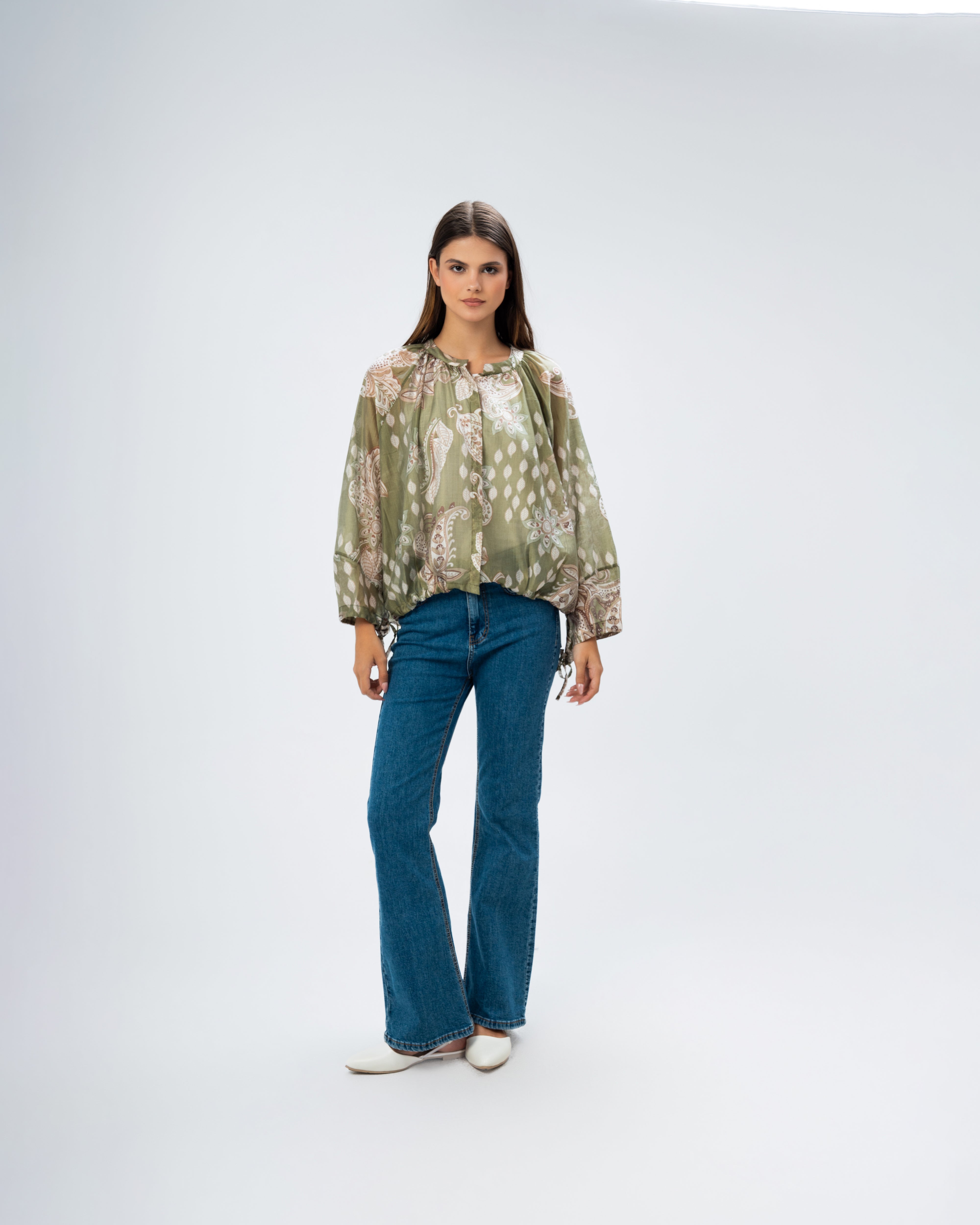 Floral blouse with tie