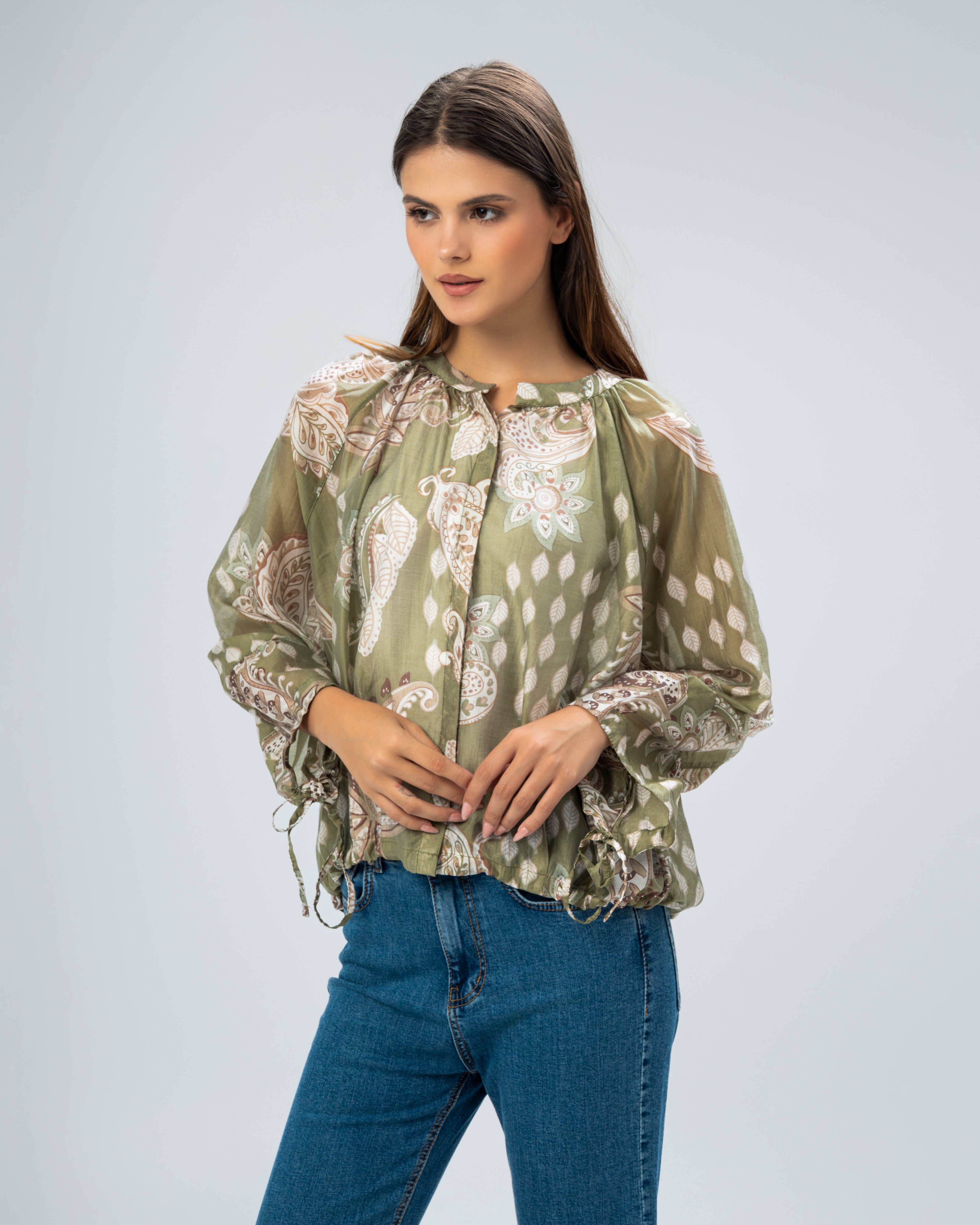 Floral blouse with tie