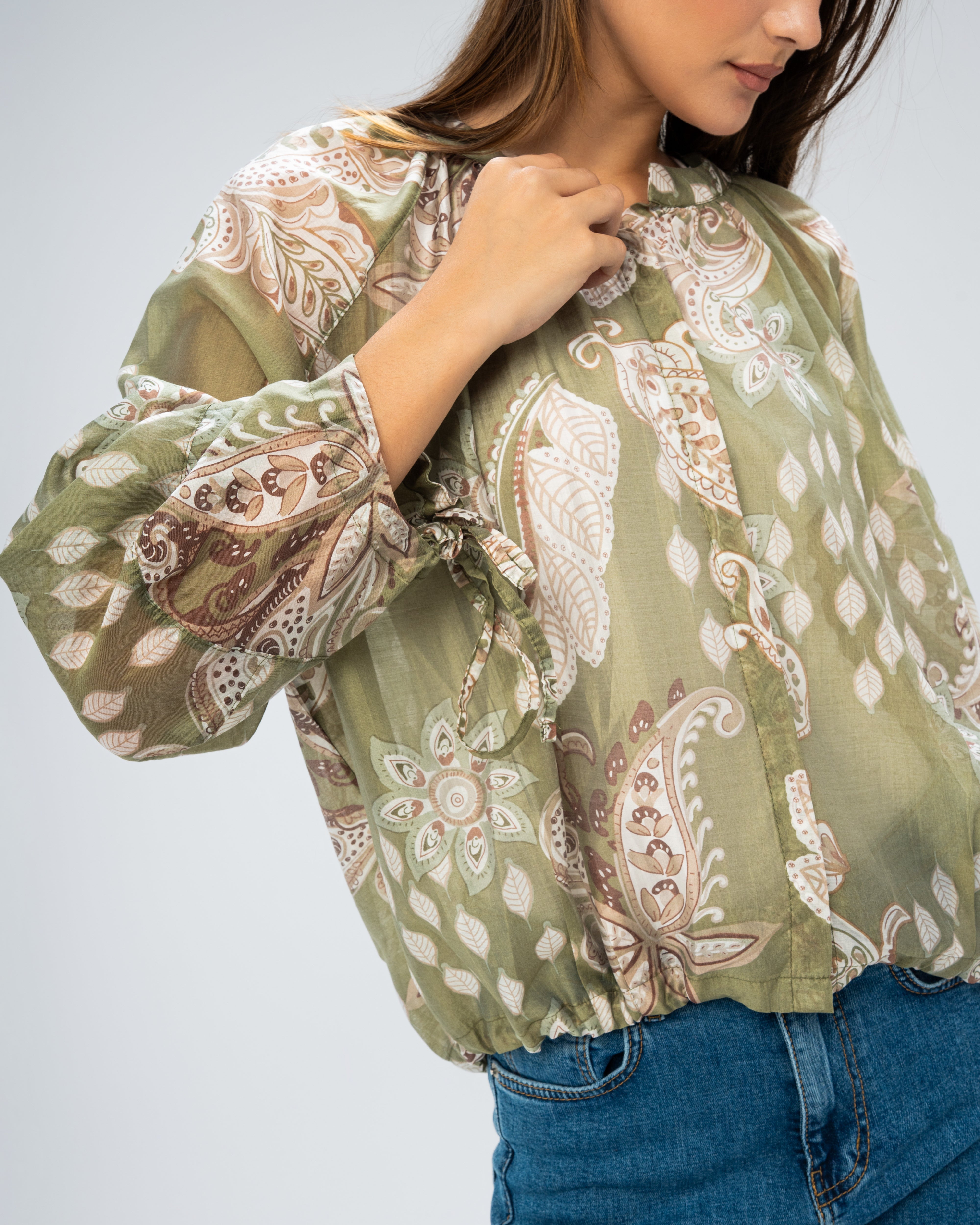 Floral blouse with tie