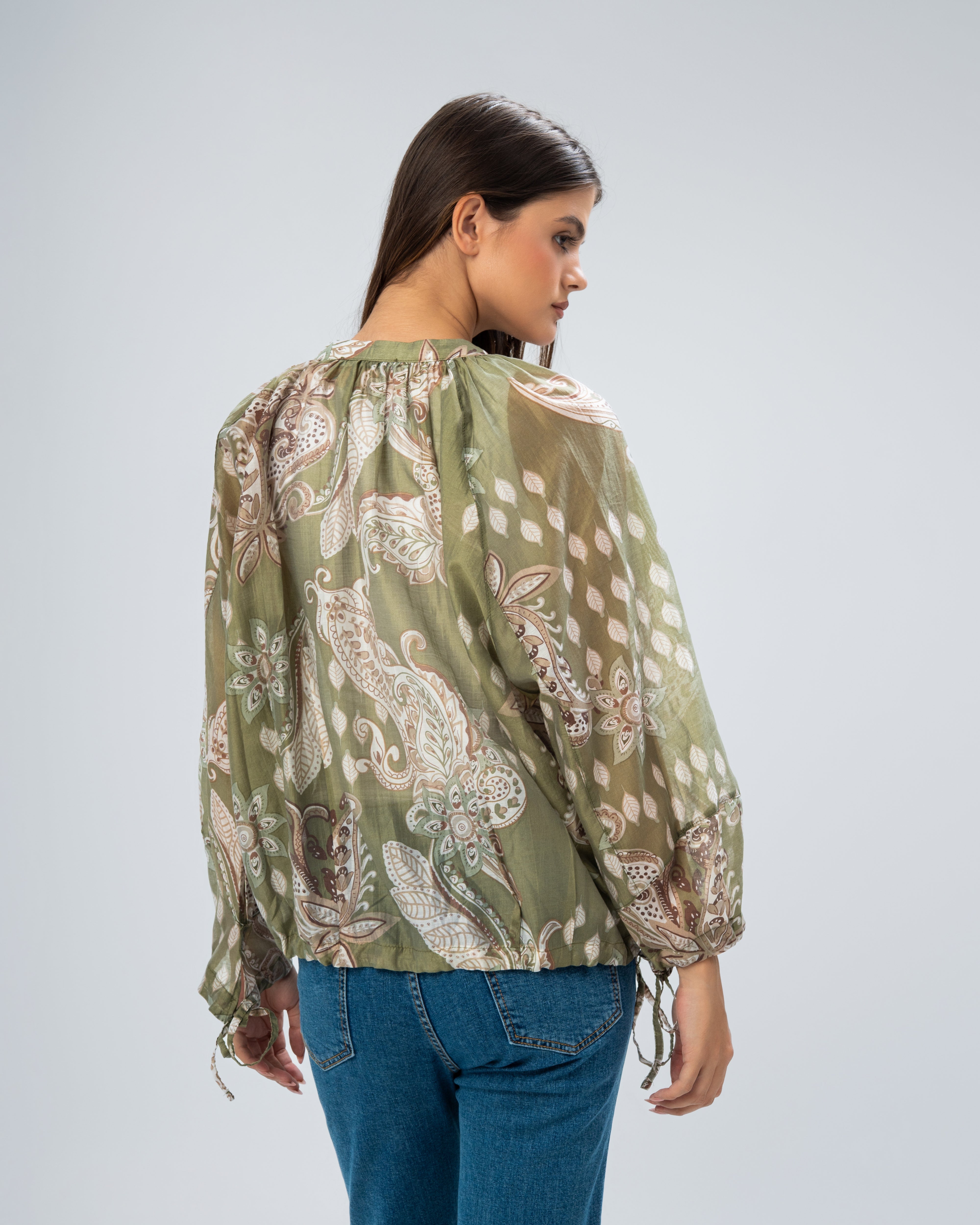 Floral blouse with tie