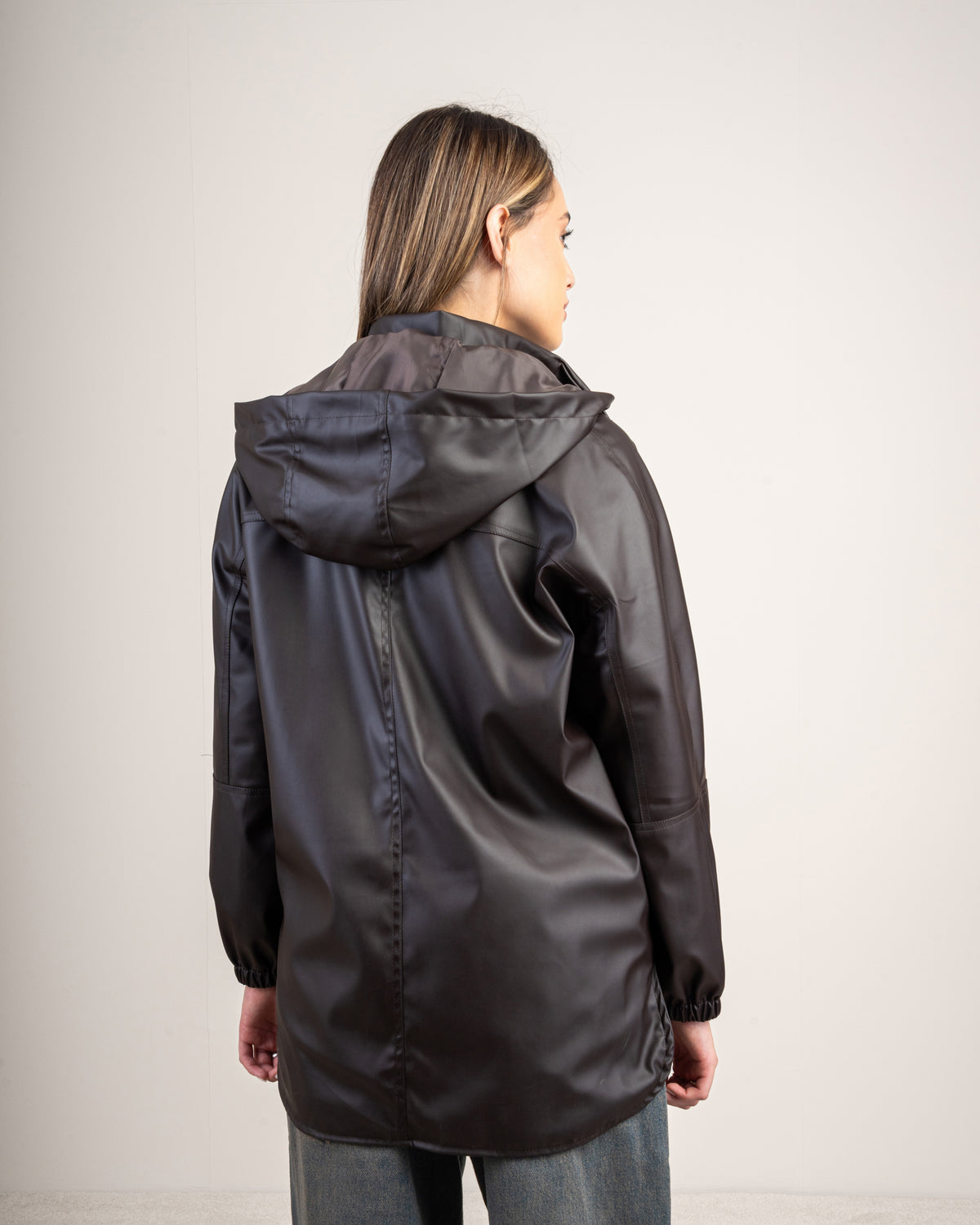 Leather jacket with a pocket on the side